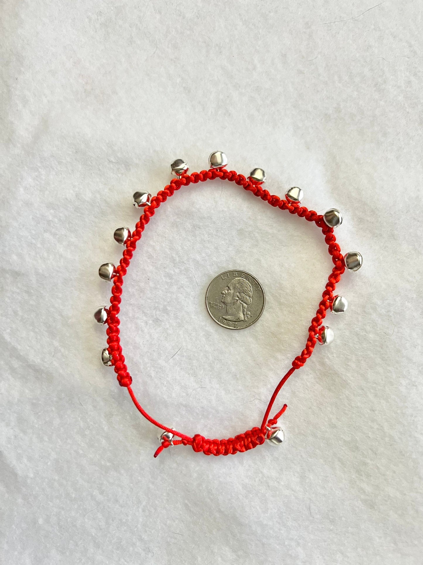 Handmade Red Macramé Ghungroo Anklet or Bracelet– Adjustable, Elegant & Musical Charm