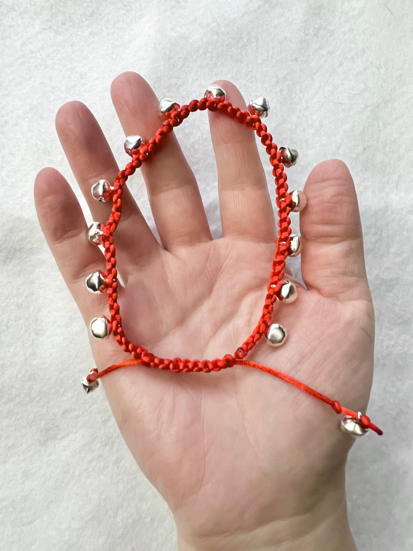 Handmade Red Macramé Ghungroo Anklet or Bracelet– Adjustable, Elegant & Musical Charm