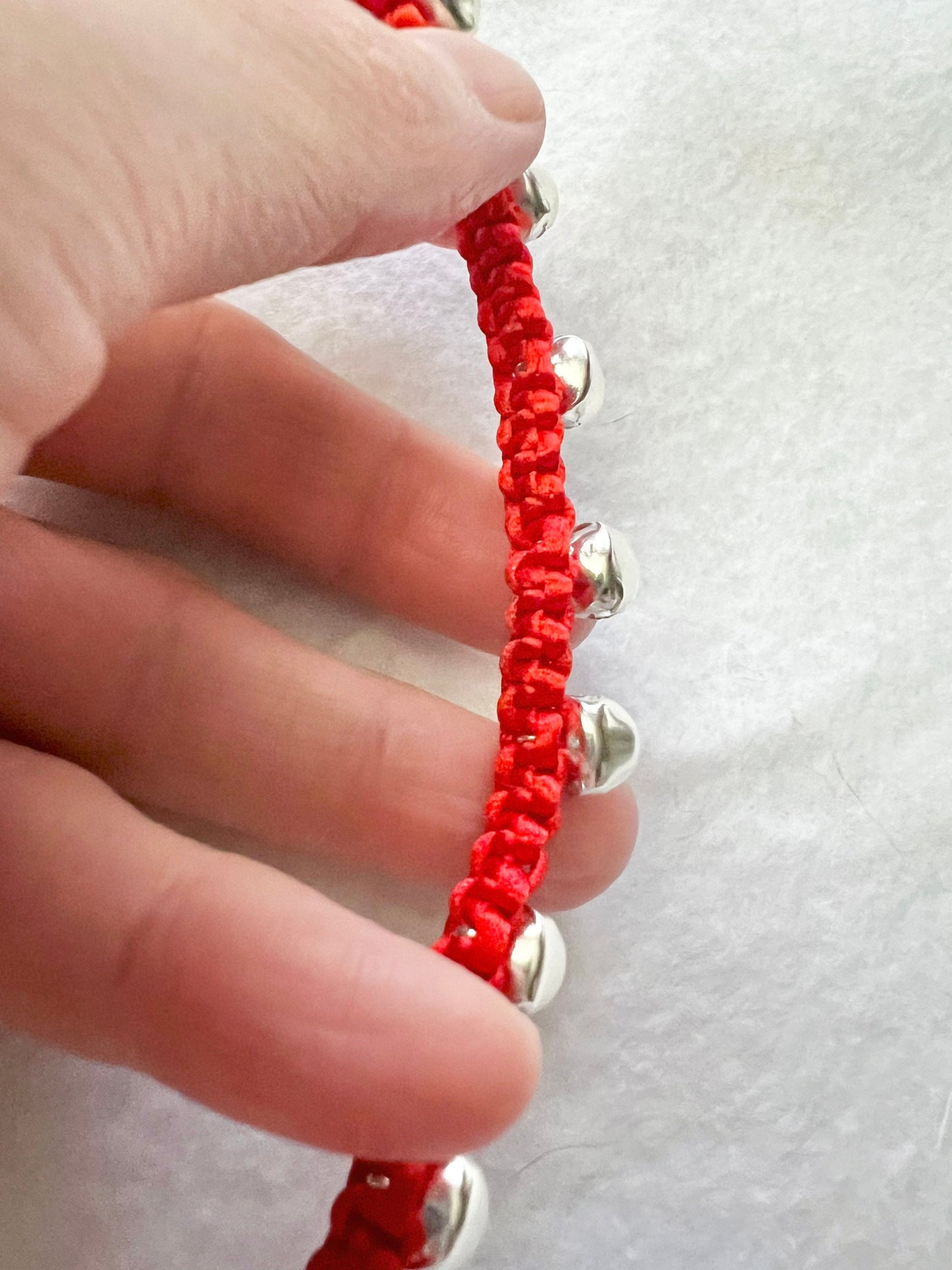 Handmade Red Macramé Ghungroo Anklet or Bracelet– Adjustable, Elegant & Musical Charm