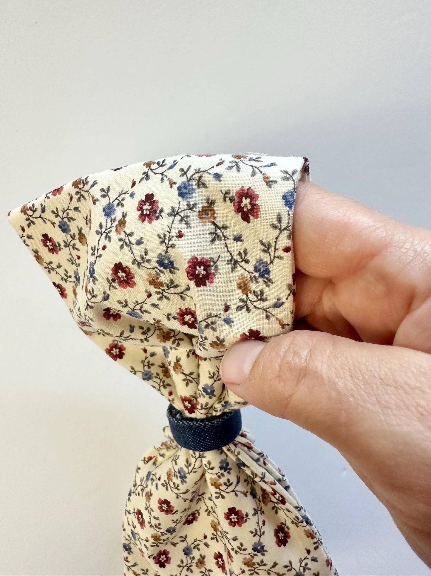 Big Cotton Floral Print Hair Bow Alligator Clip Attachment