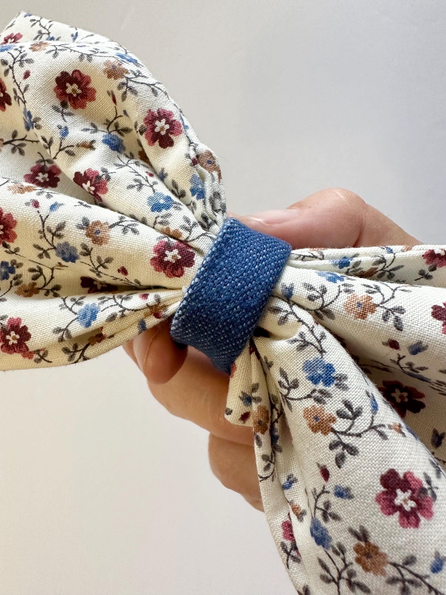 Big Cotton Floral Print Hair Bow Alligator Clip Attachment