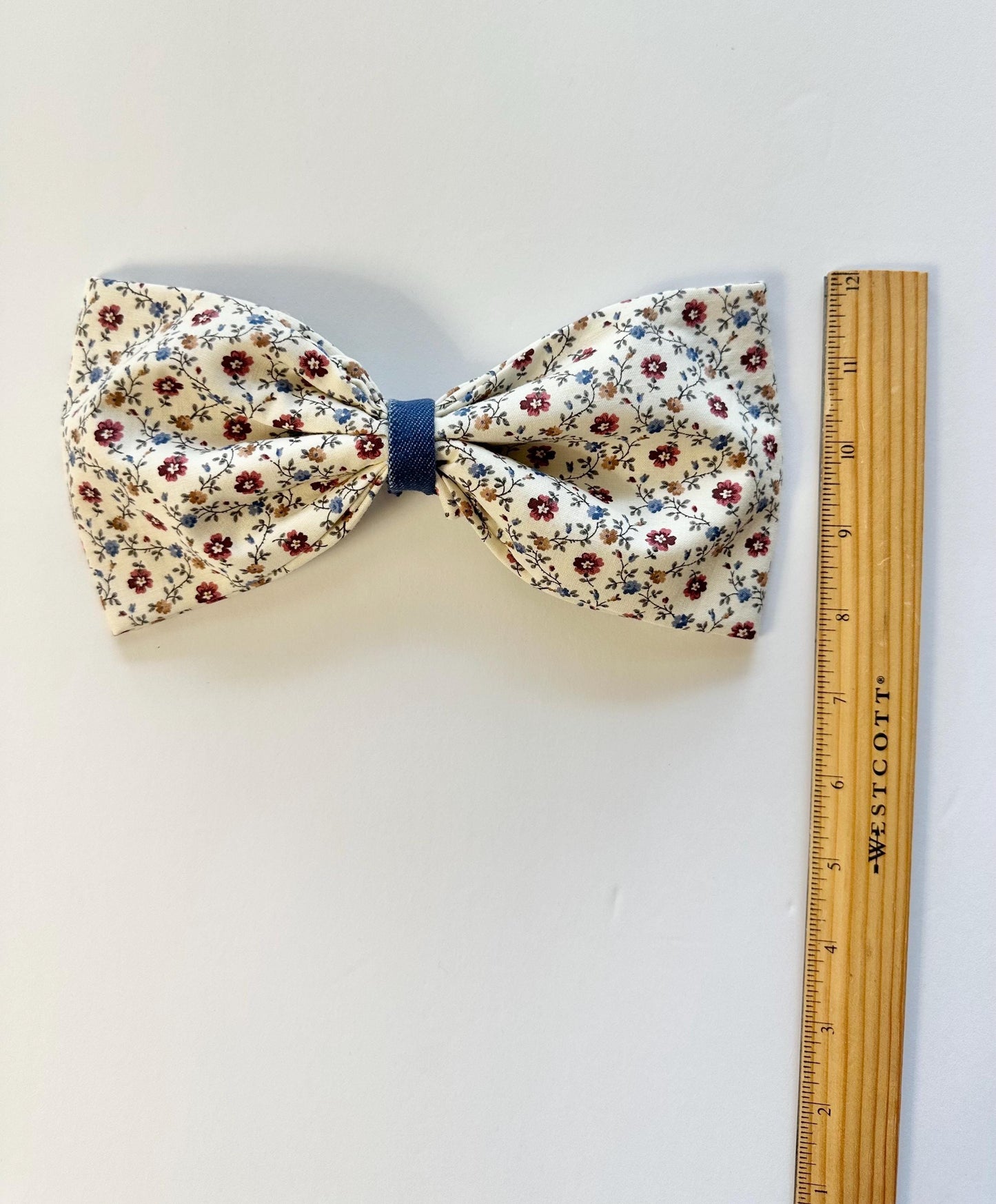 Big Cotton Floral Print Hair Bow Alligator Clip Attachment