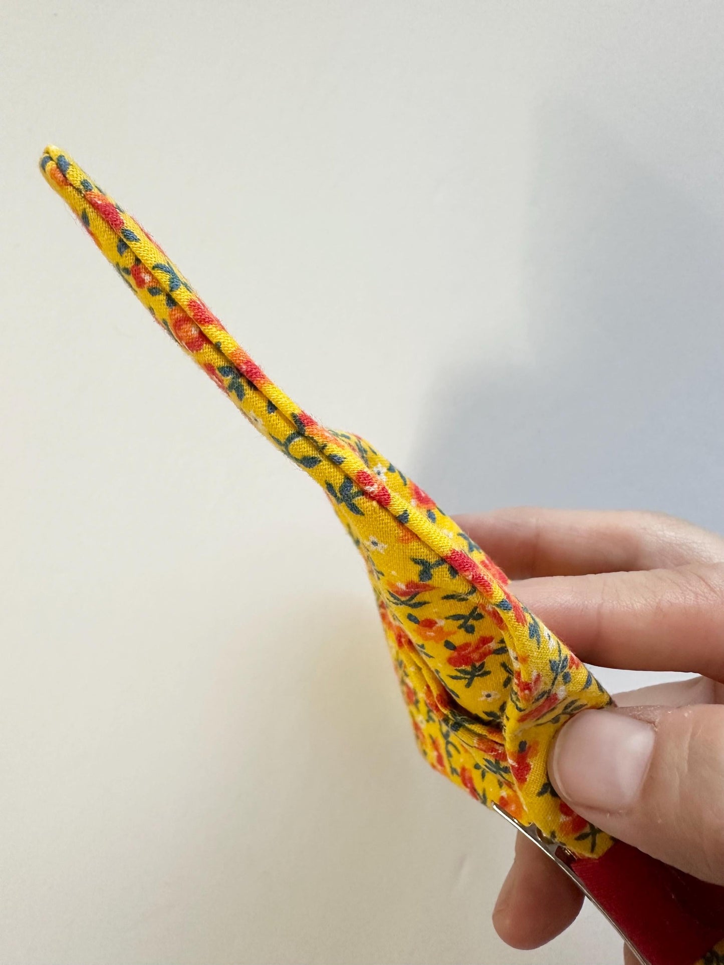 Yellow 8 inch Cotton Floral Print Hair Bow with Tails - Alligator Clip Attachment