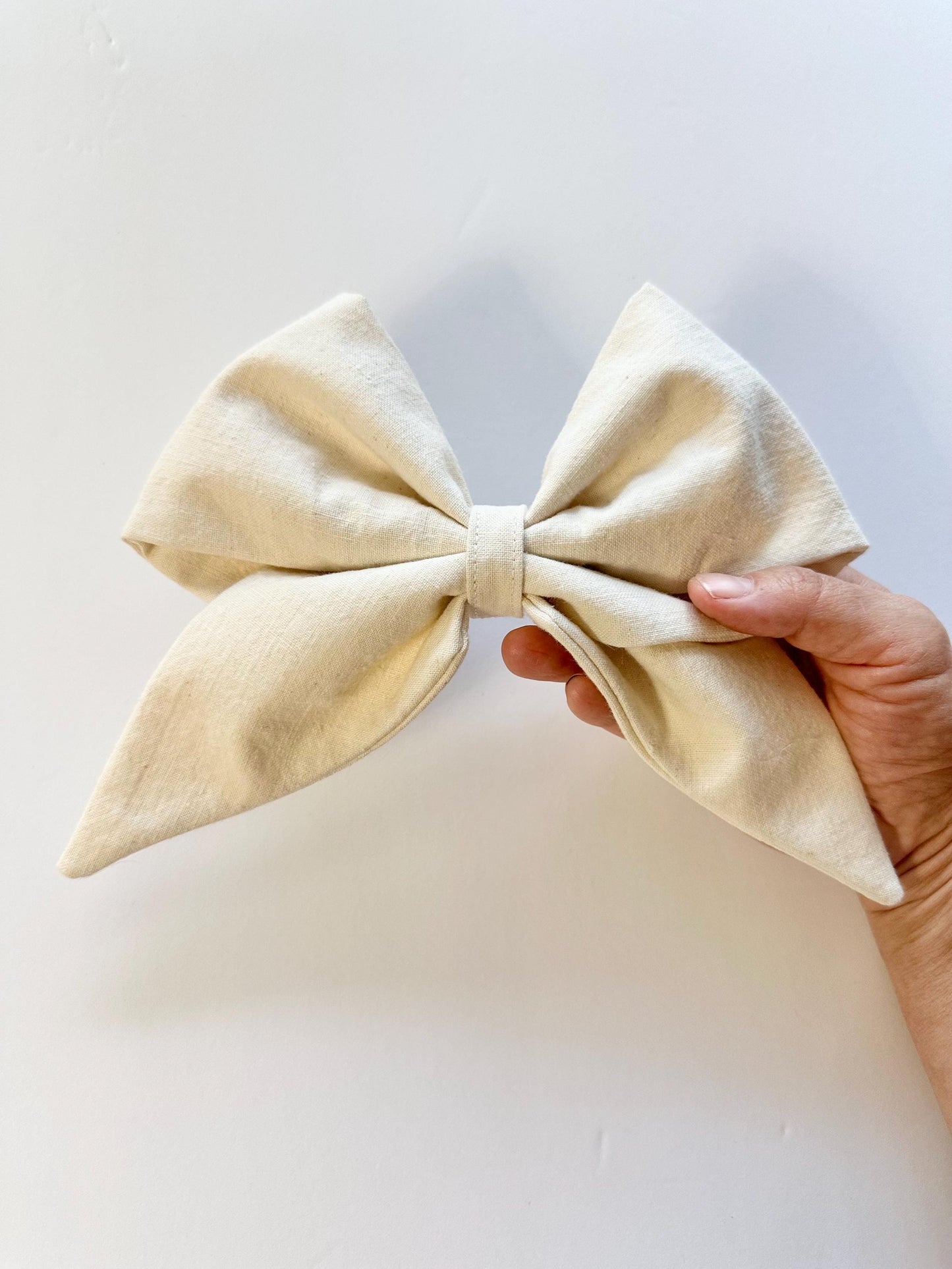 Yellow 8 inch Cotton Floral Print Hair Bow with Tails - Alligator Clip Attachment