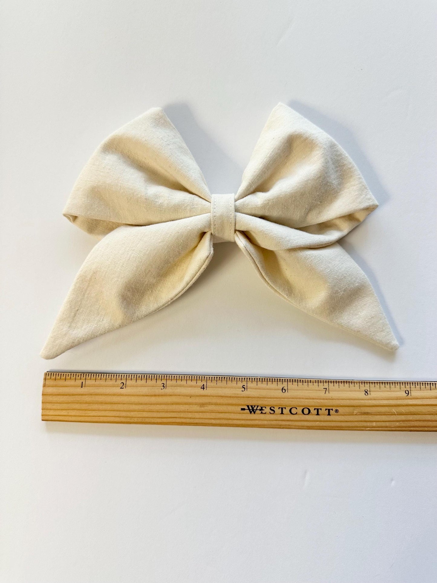 Yellow 8 inch Cotton Floral Print Hair Bow with Tails - Alligator Clip Attachment