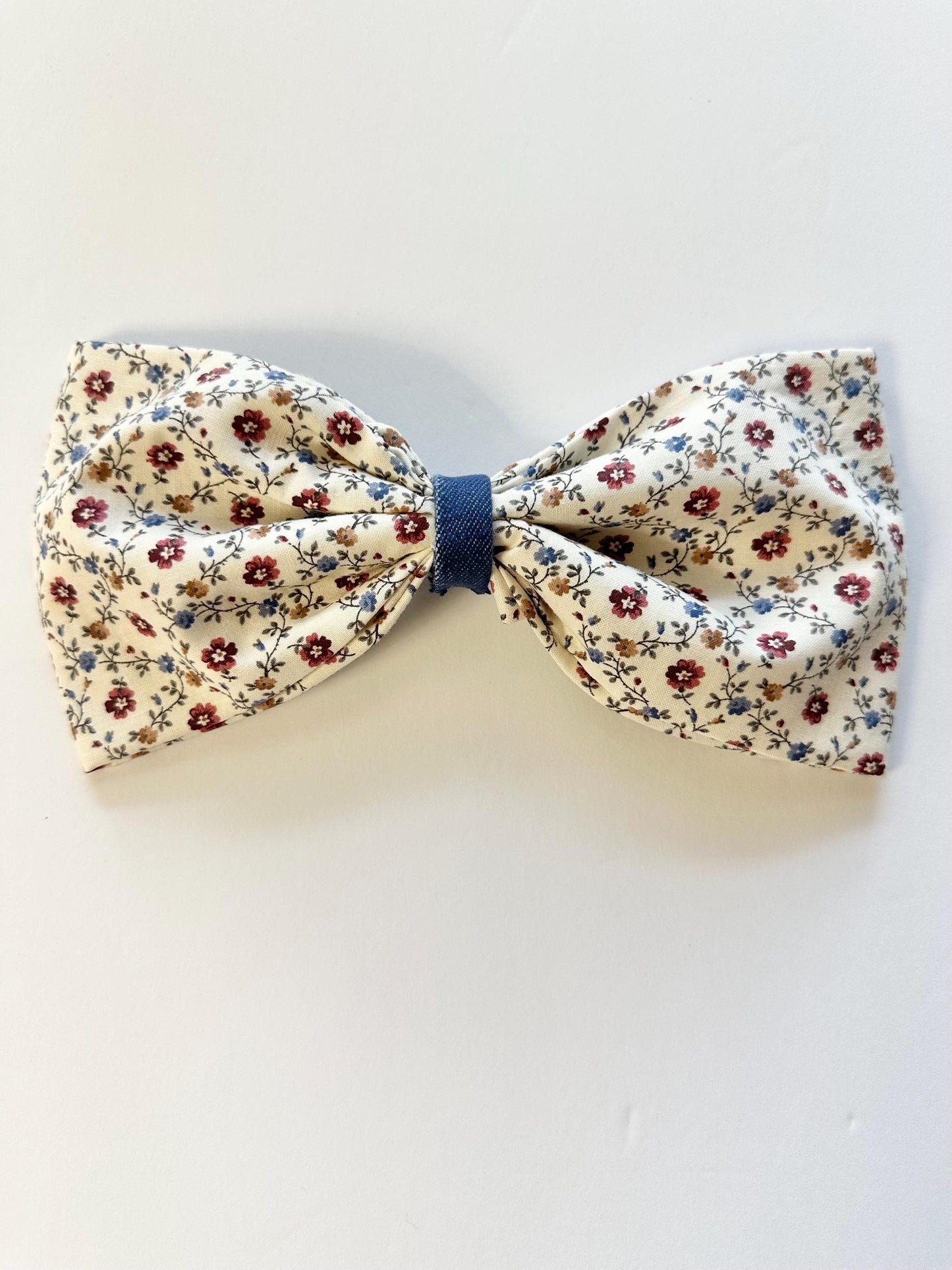 Big Cotton Floral Print Hair Bow Alligator Clip Attachment