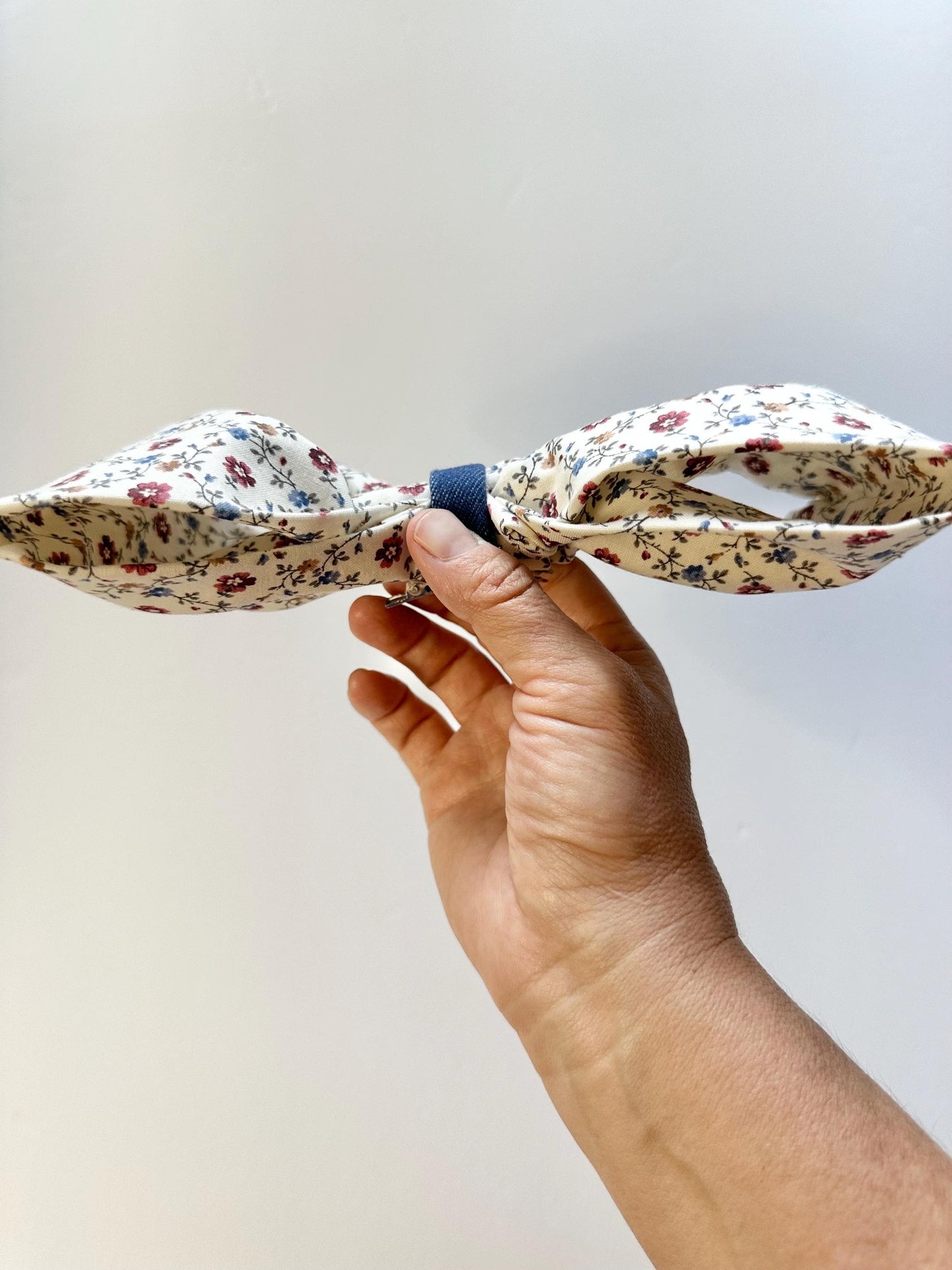 Big Cotton Floral Print Hair Bow Alligator Clip Attachment