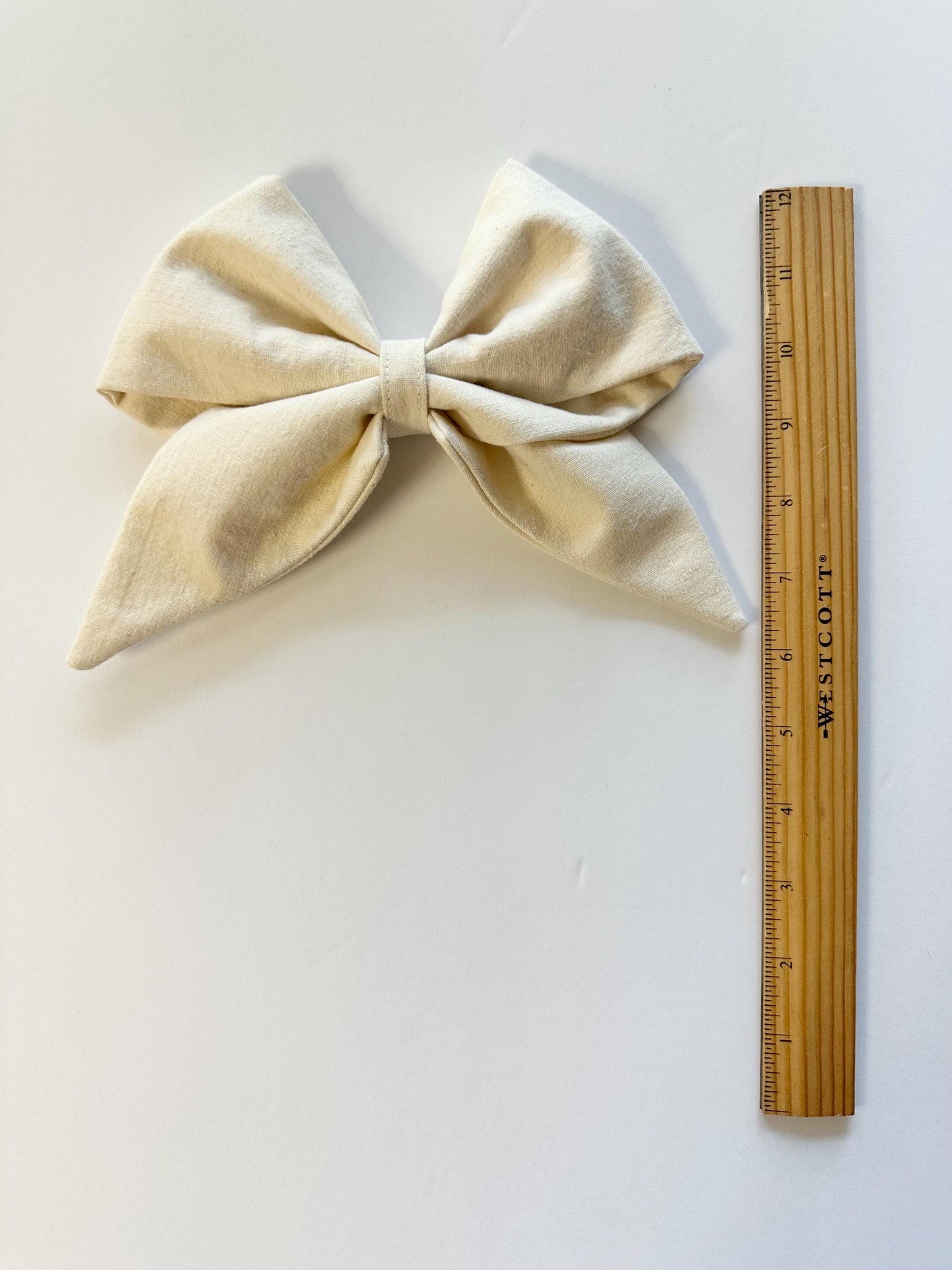 Yellow 8 inch Cotton Floral Print Hair Bow with Tails - Alligator Clip Attachment