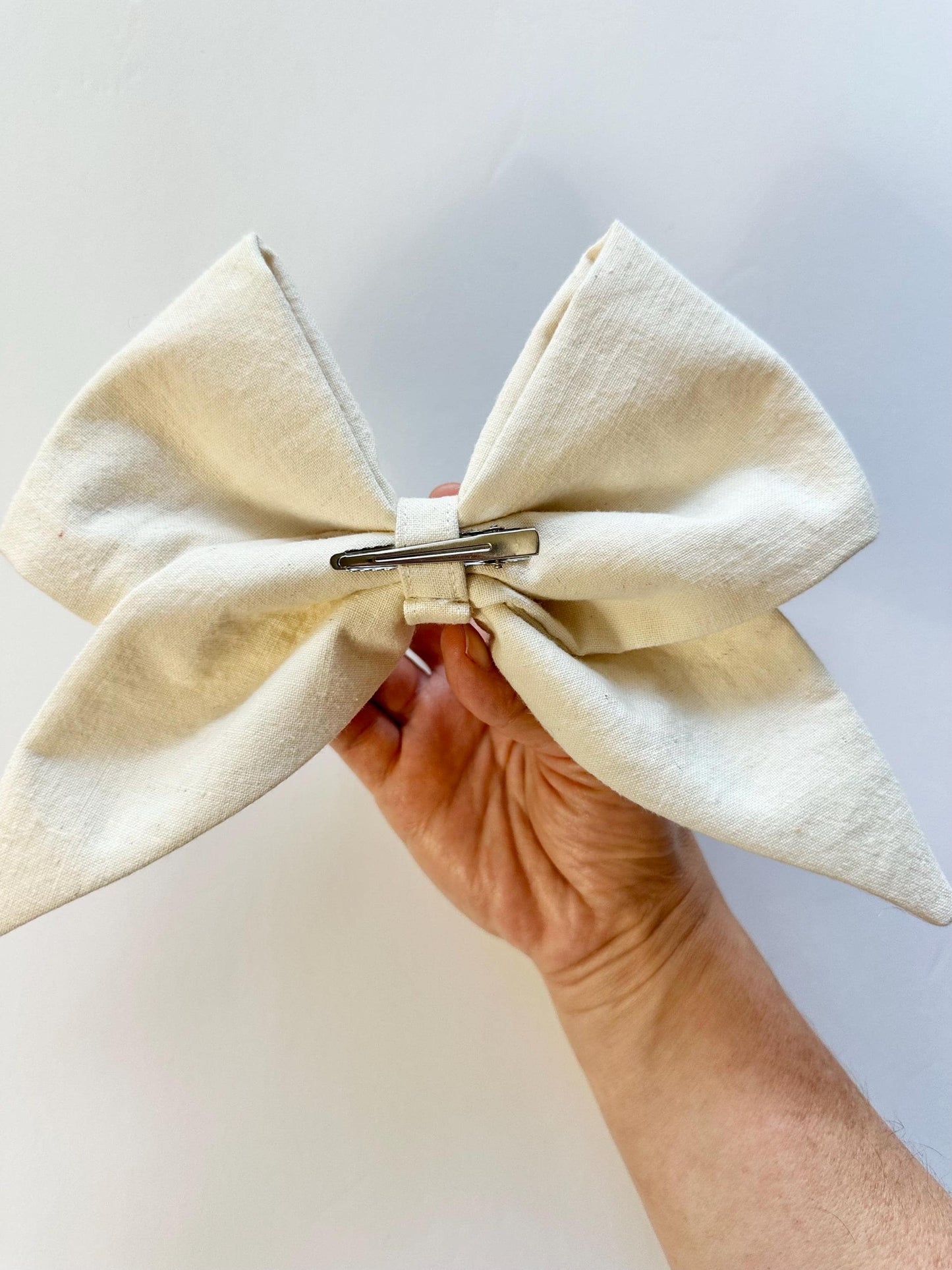 Yellow 8 inch Cotton Floral Print Hair Bow with Tails - Alligator Clip Attachment