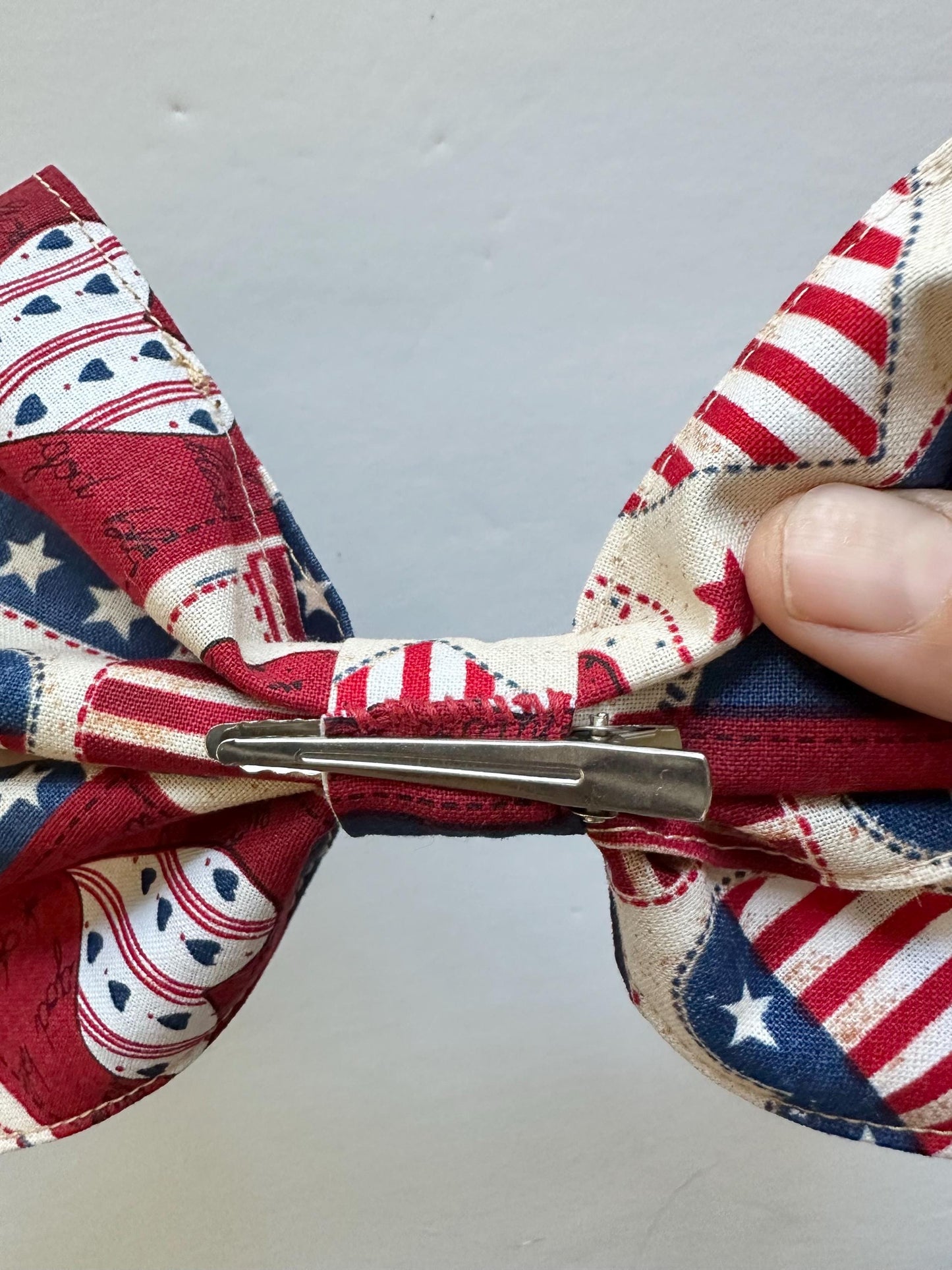 Red White & Blue Handmade Bow with Alligator Clip Attachment