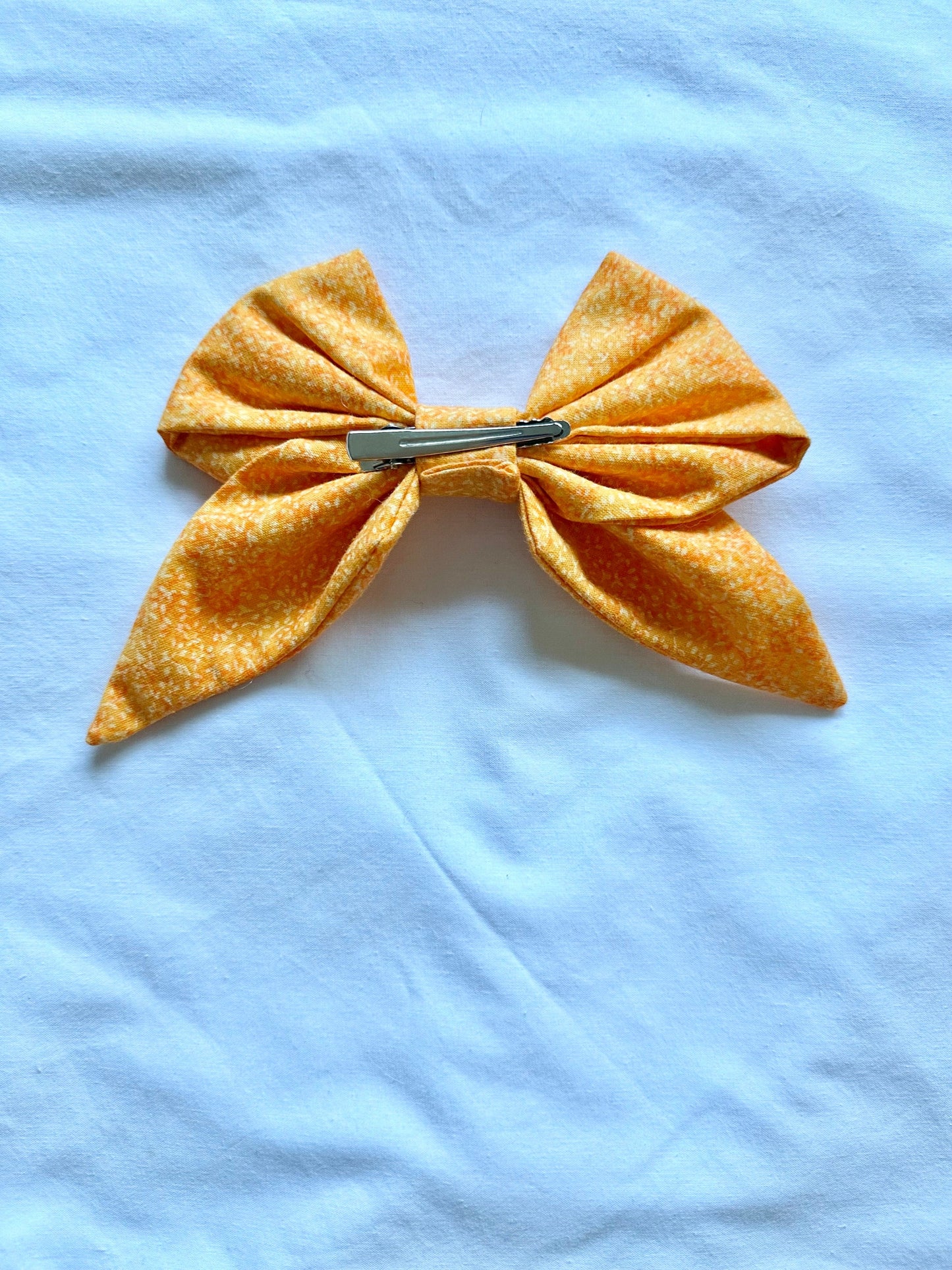 Orange Fabric Hair Bow, Little Girl Hair Bow, Birthday Present, Birthday Gift, Gift for Her, Party Favor