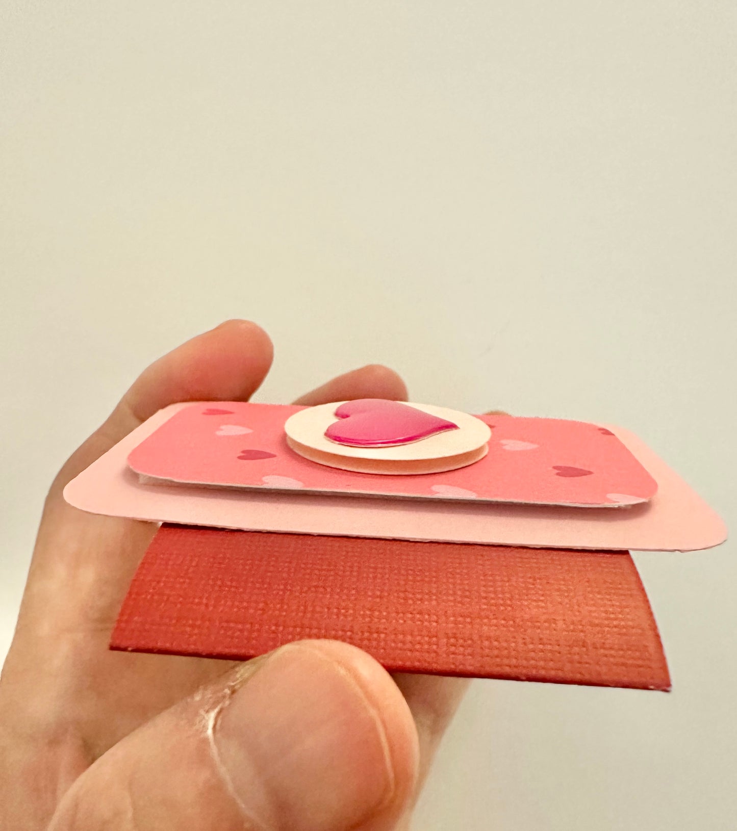 Handmade Light Pink Gift Envelope with Heart Pattern Belly Band – Fits Cash, Gift Certificates & Checks
