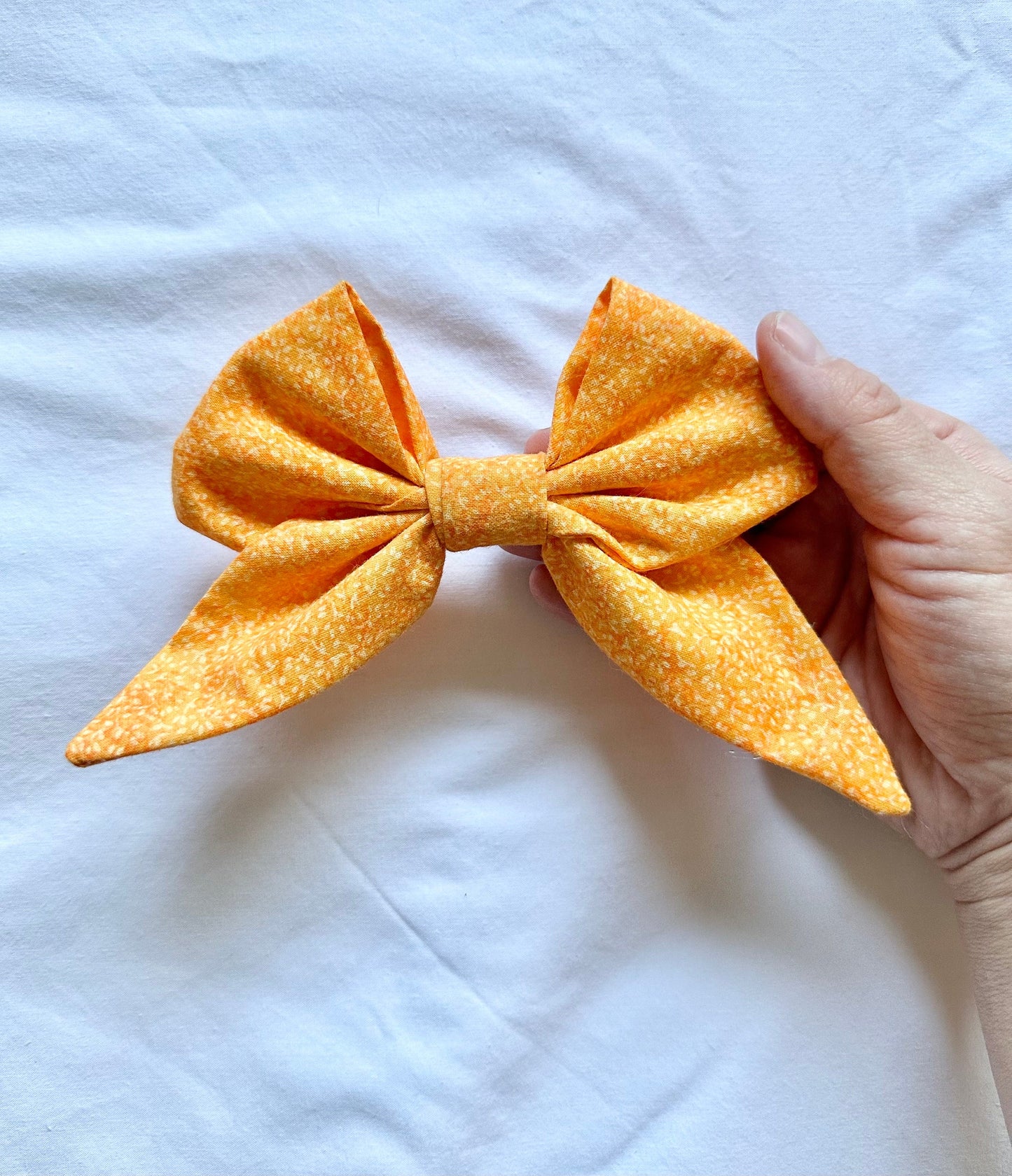 Orange Fabric Hair Bow, Little Girl Hair Bow, Birthday Present, Birthday Gift, Gift for Her, Party Favor