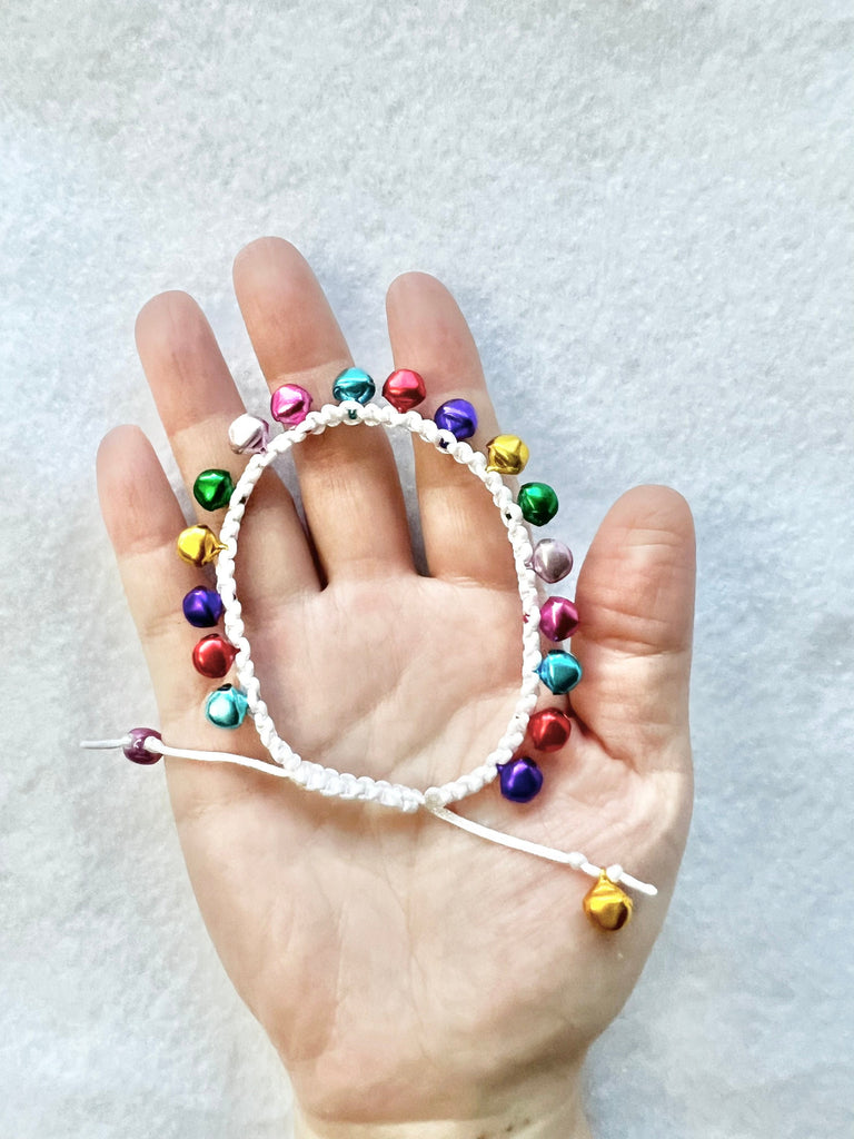 Handmade Rainbow Bell Bracelet – Adjustable, Whimsical & Charming