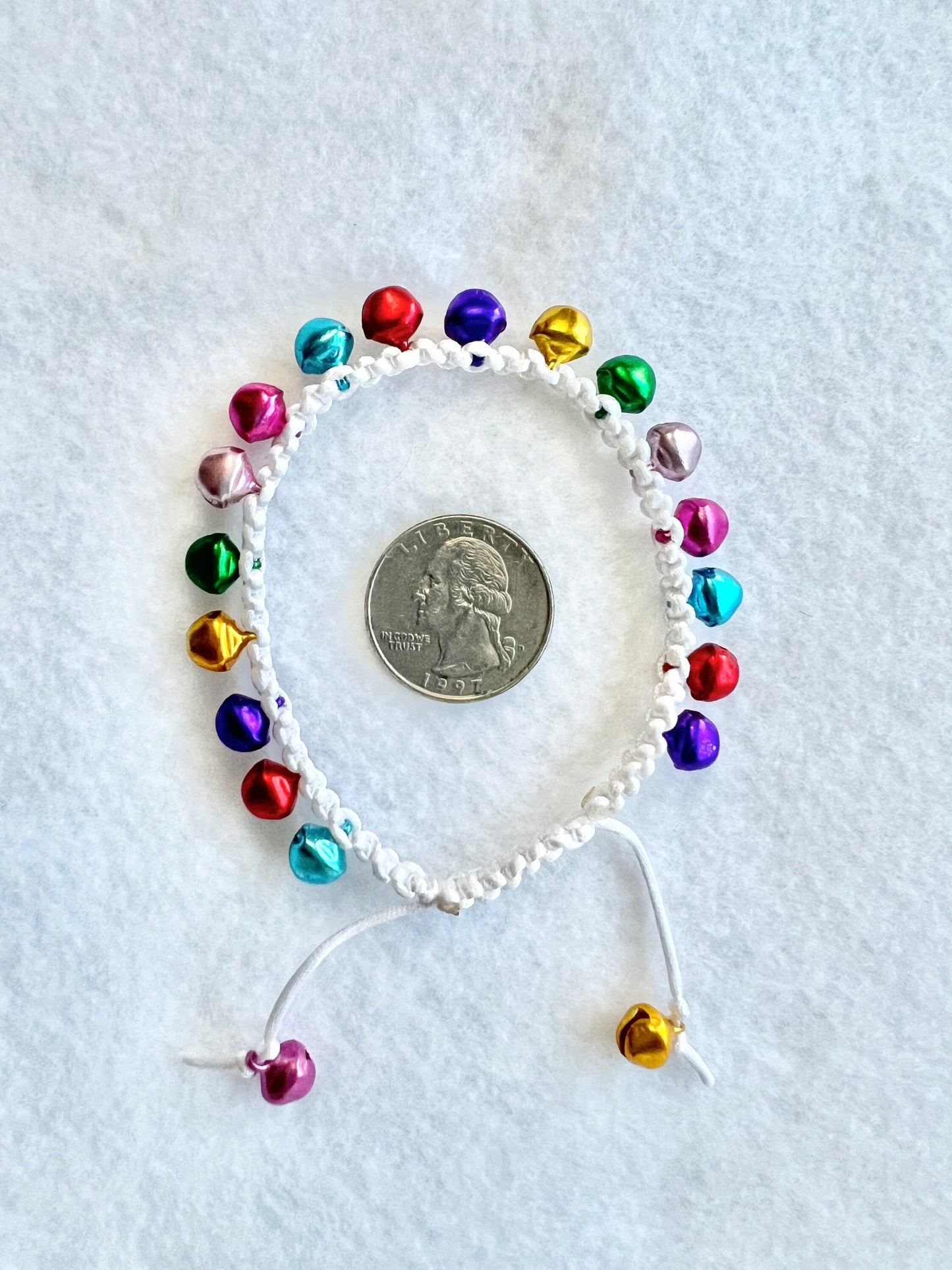 Handmade Rainbow Bell Bracelet – Adjustable, Whimsical & Charming