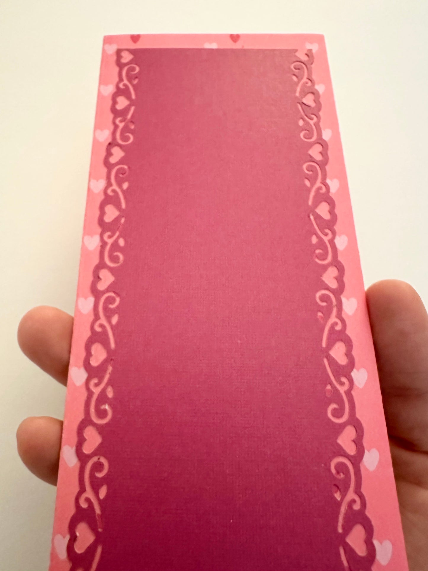 Handmade Light Pink Gift Envelope with Heart Pattern Belly Band – Fits Cash, Gift Certificates & Checks