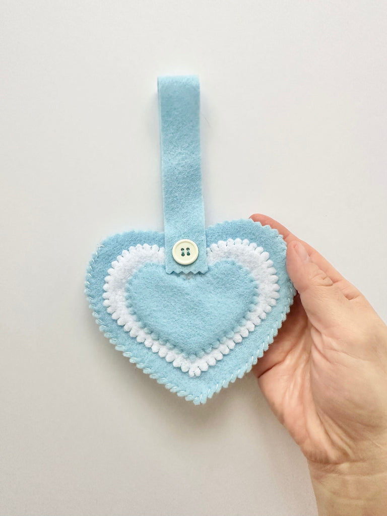 Heart Shaped Light Blue Gift Bag, Handmade Gift Bag, Love Birthday Gift Bag, Gift for Her, Gift for Child, Blue Gift Pouch, Gift for Him