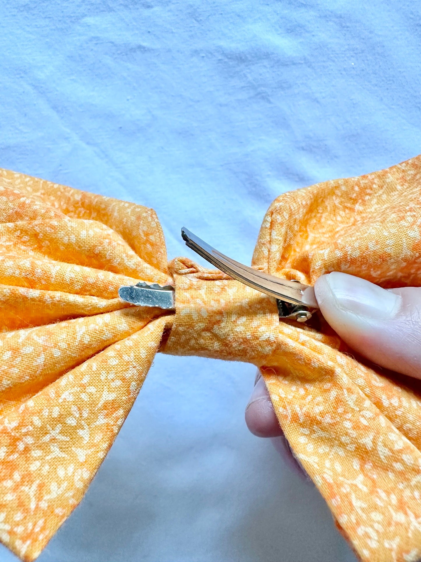 Orange Fabric Hair Bow, Little Girl Hair Bow, Birthday Present, Birthday Gift, Gift for Her, Party Favor