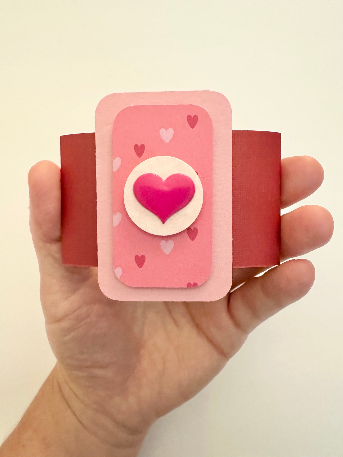 Handmade Light Pink Gift Envelope with Heart Pattern Belly Band – Fits Cash, Gift Certificates & Checks
