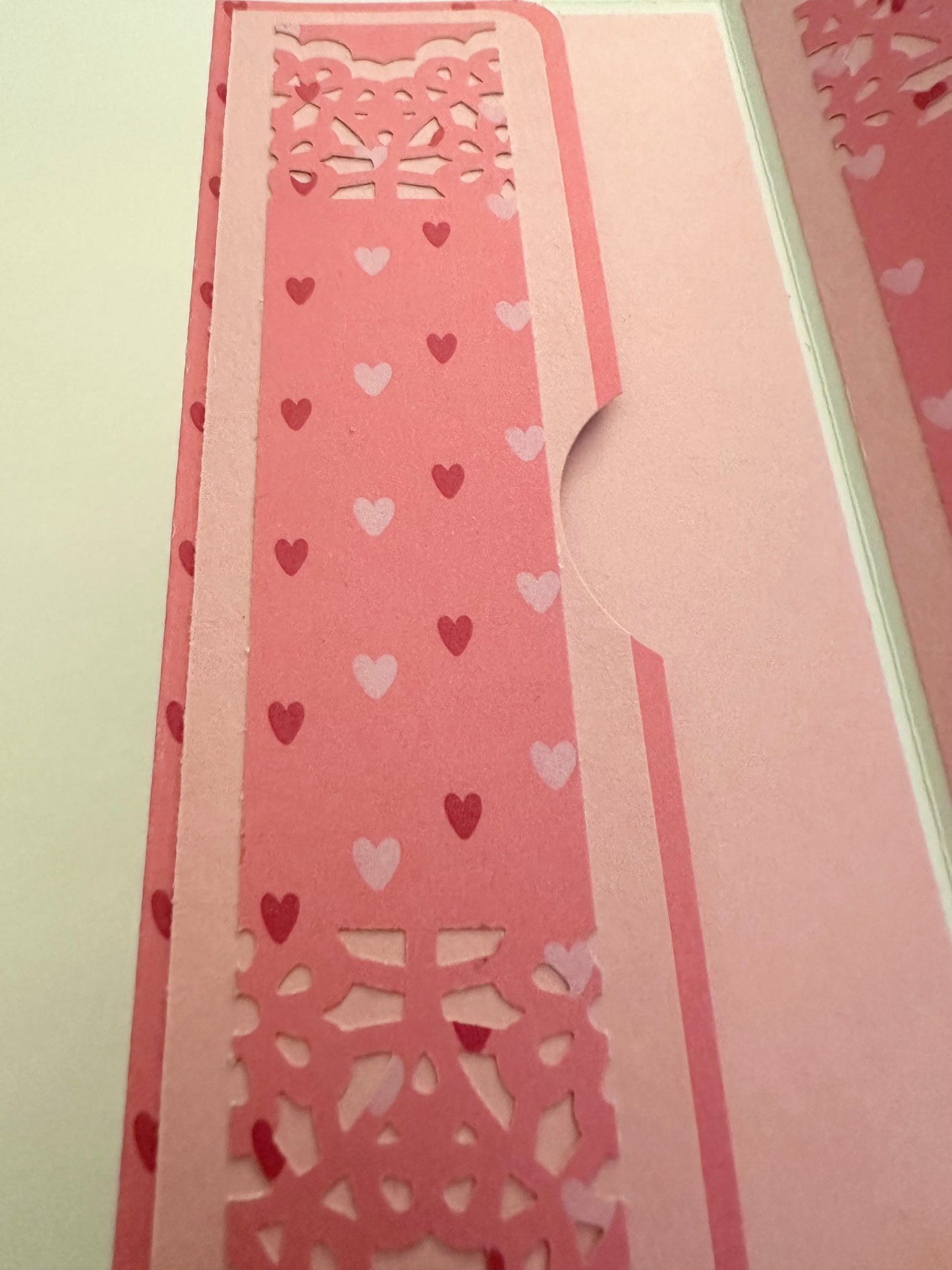 Handmade Light Pink Gift Envelope with Heart Pattern Belly Band – Fits Cash, Gift Certificates & Checks