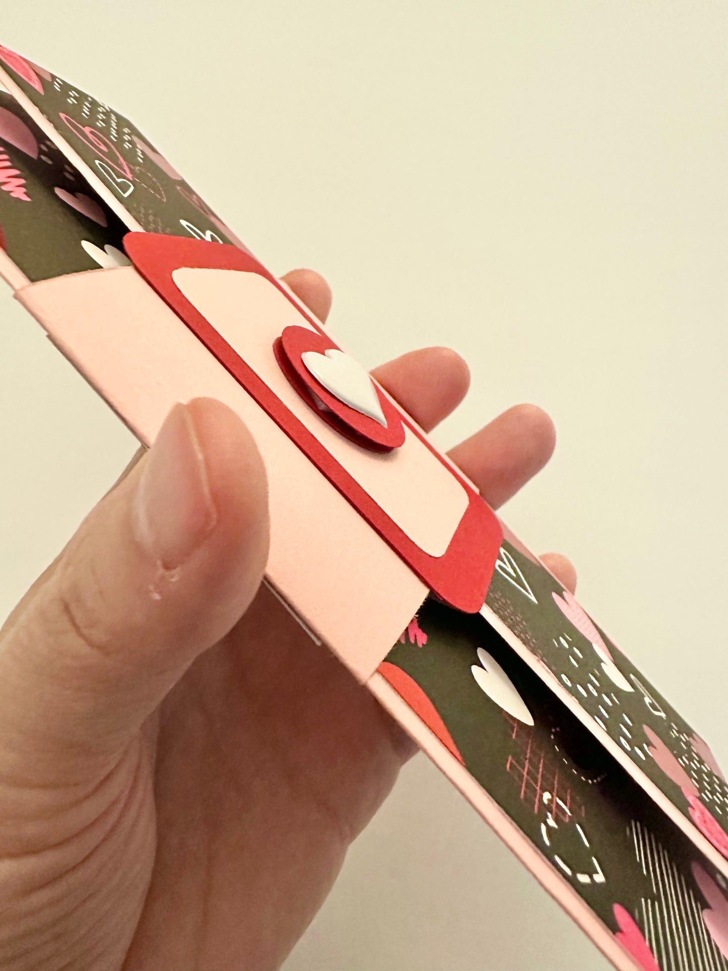 Handmade Light Pink Gift Envelope with Heart Pattern Belly Band – Fits Cash, Gift Certificates & Checks