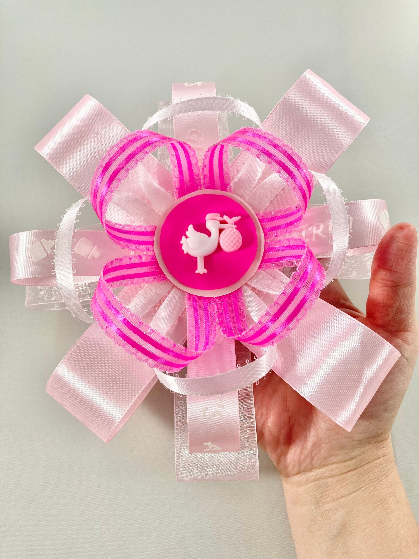 Handmade Pink Baby Shower Bow – Sweet & Stylish Gift for Baby Girls