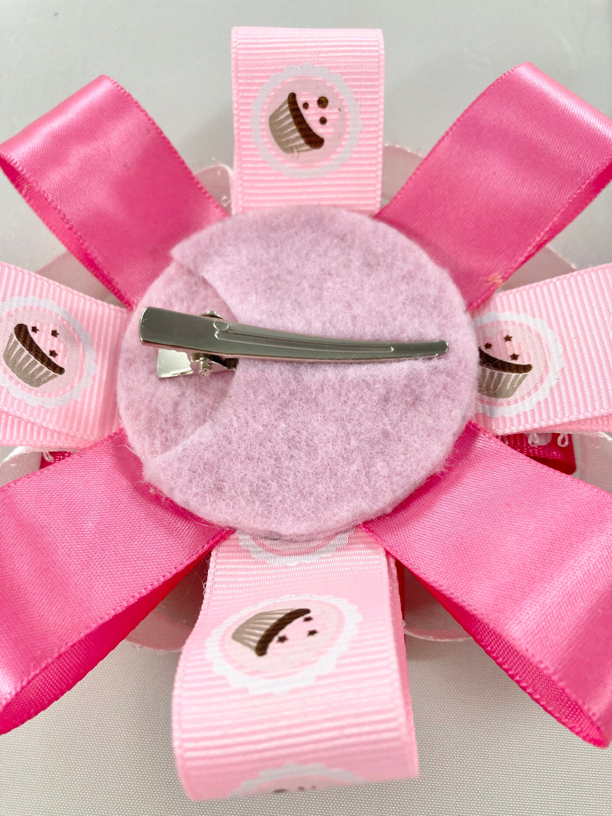 Pink Cupcake Hair Bow, Pink Cupcake Hairbow, Pink Bow for Little Girl, Cupcake Bow, Cupcake Hair Clip, Gift for Little Girl