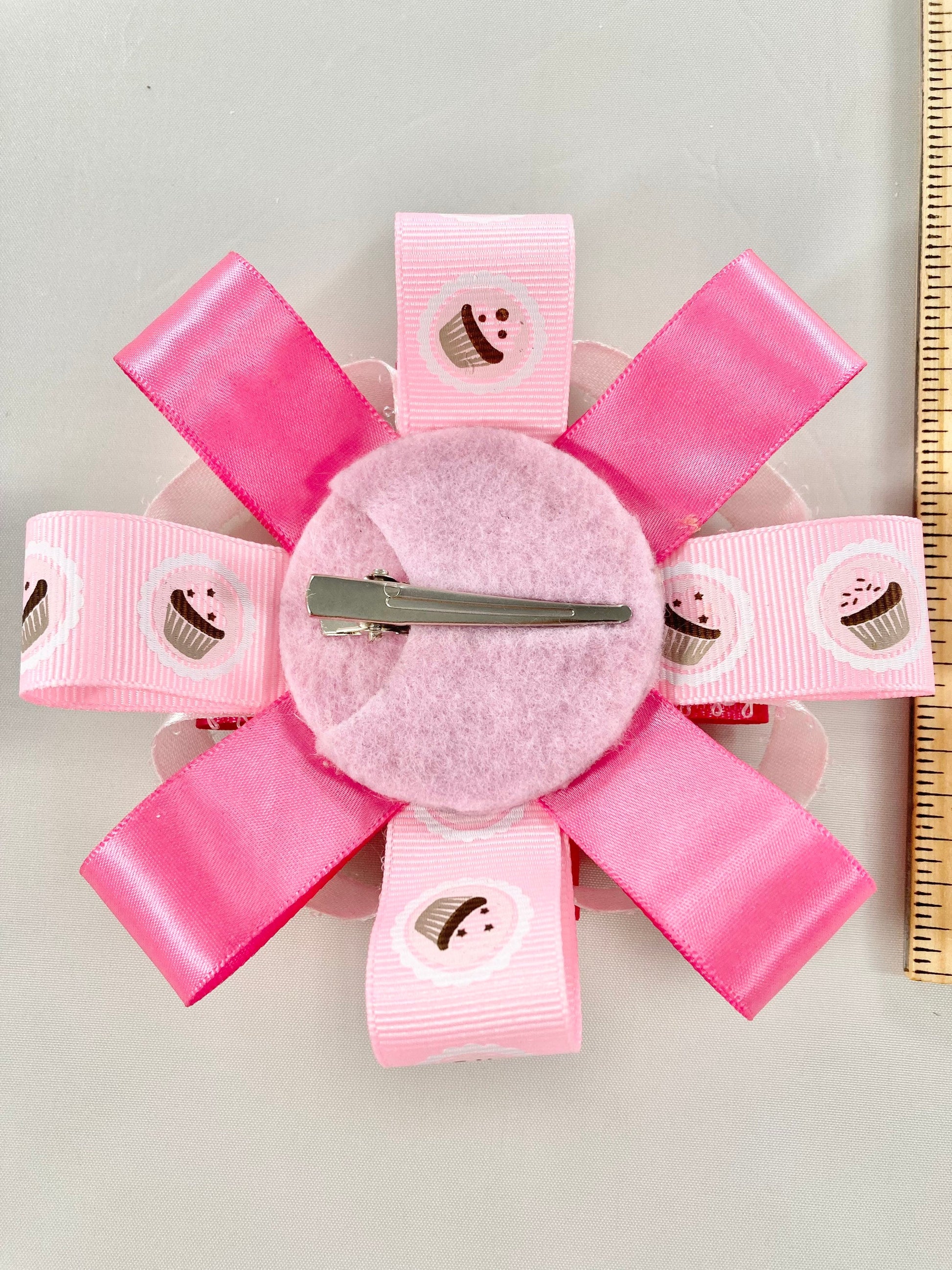 Pink Cupcake Hair Bow, Pink Cupcake Hairbow, Pink Bow for Little Girl, Cupcake Bow, Cupcake Hair Clip, Gift for Little Girl