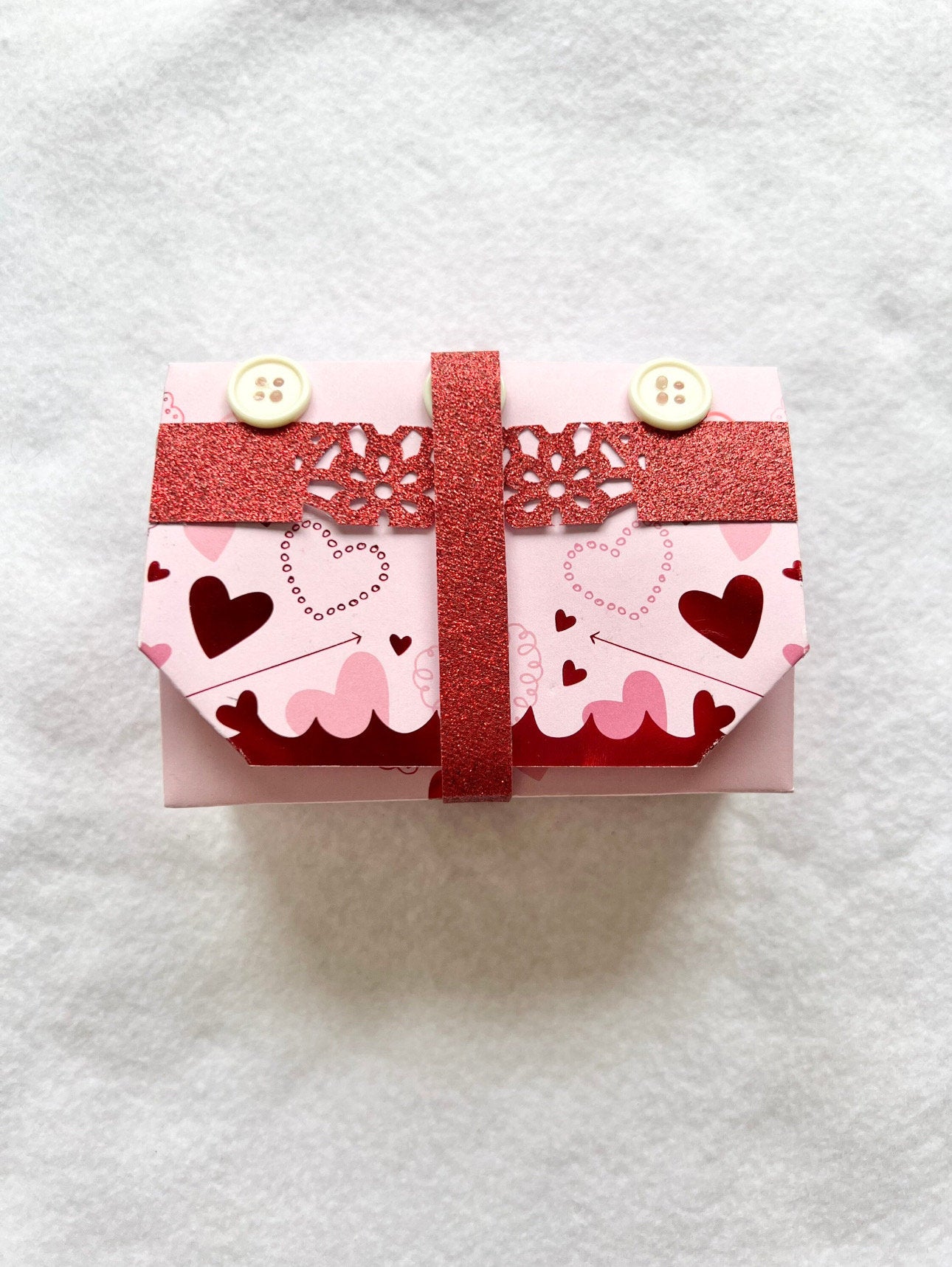 Red Pink Origami Gift Box, Glittery Gift Box, Gift for Her, Folded Gift Box, Handmade Gift Box, Origami Gift for Mom, Gift for Daughter