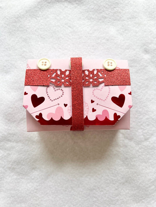 Red Pink Origami Gift Box, Glittery Gift Box, Gift for Her, Folded Gift Box, Handmade Gift Box, Origami Gift for Mom, Gift for Daughter