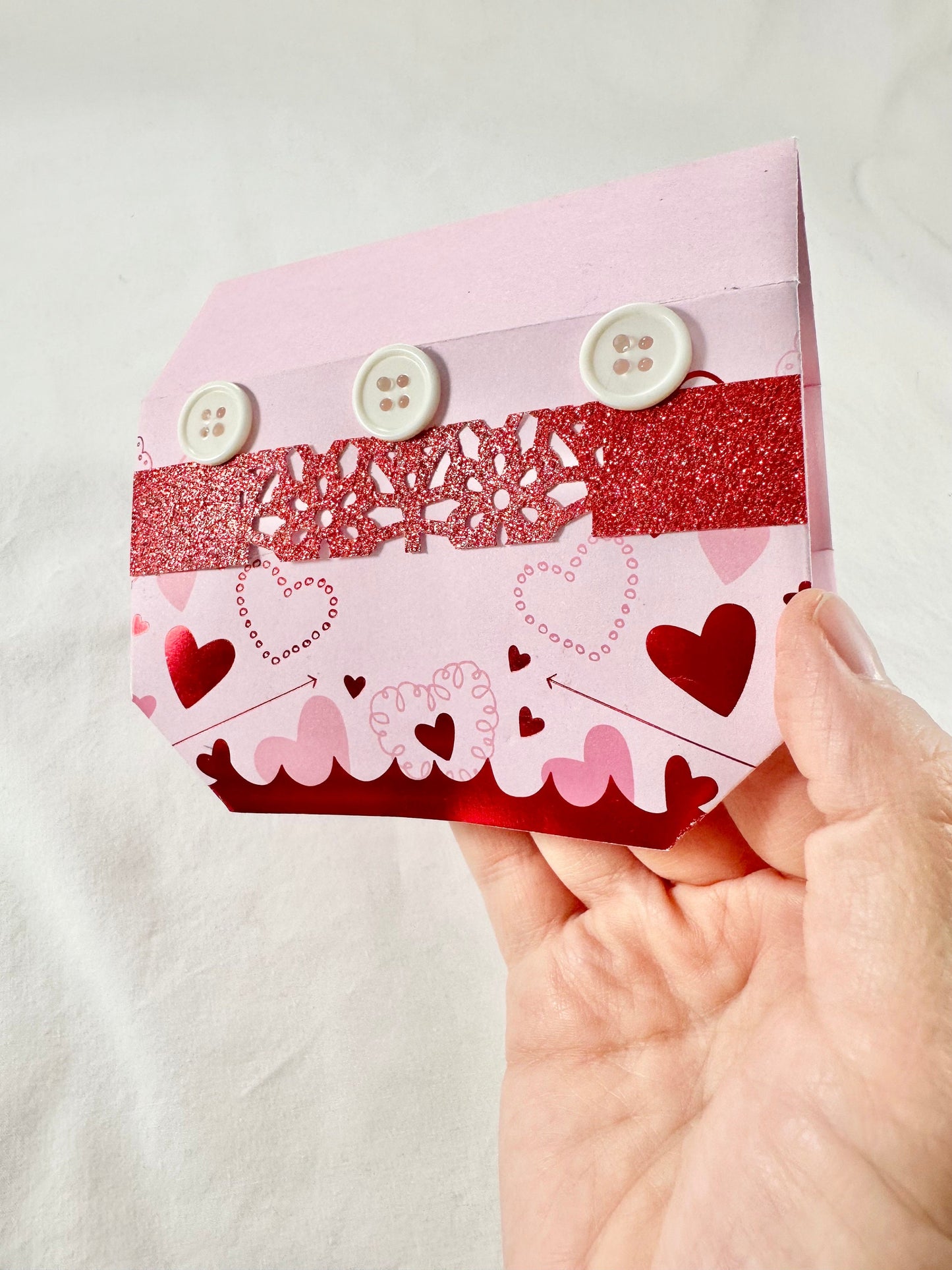 Red Pink Origami Gift Box, Glittery Gift Box, Gift for Her, Folded Gift Box, Handmade Gift Box, Origami Gift for Mom, Gift for Daughter