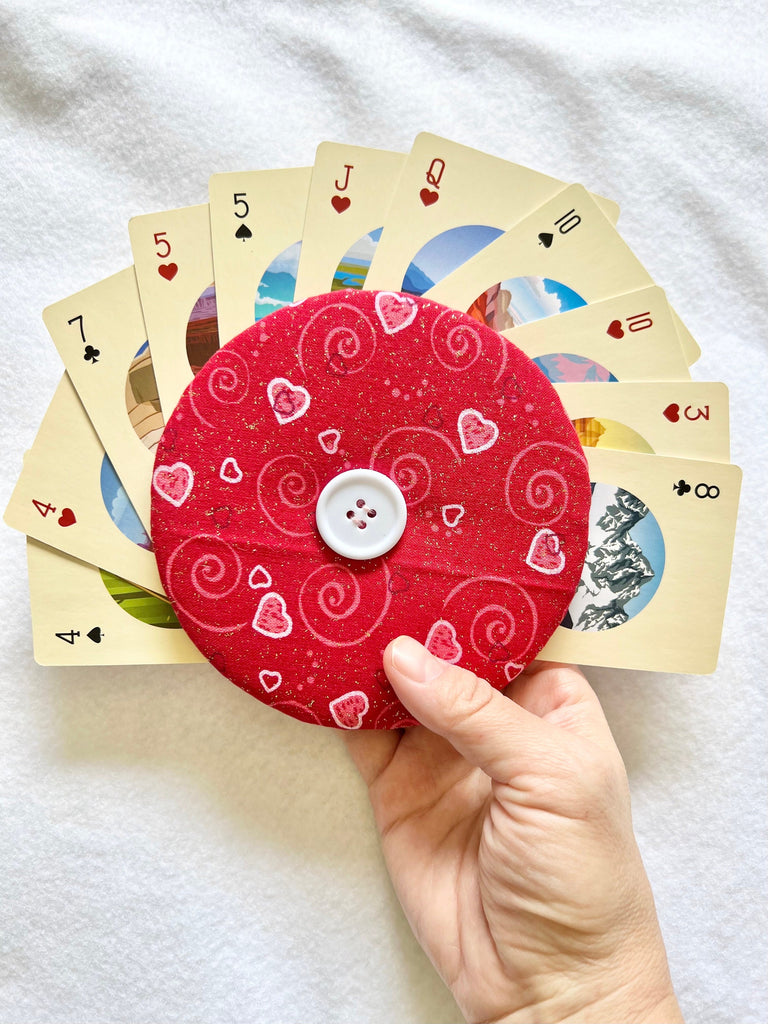 Handmade Red Playing Card Holder – Lightweight, Cushioned & Perfect for Comfortable Gameplay