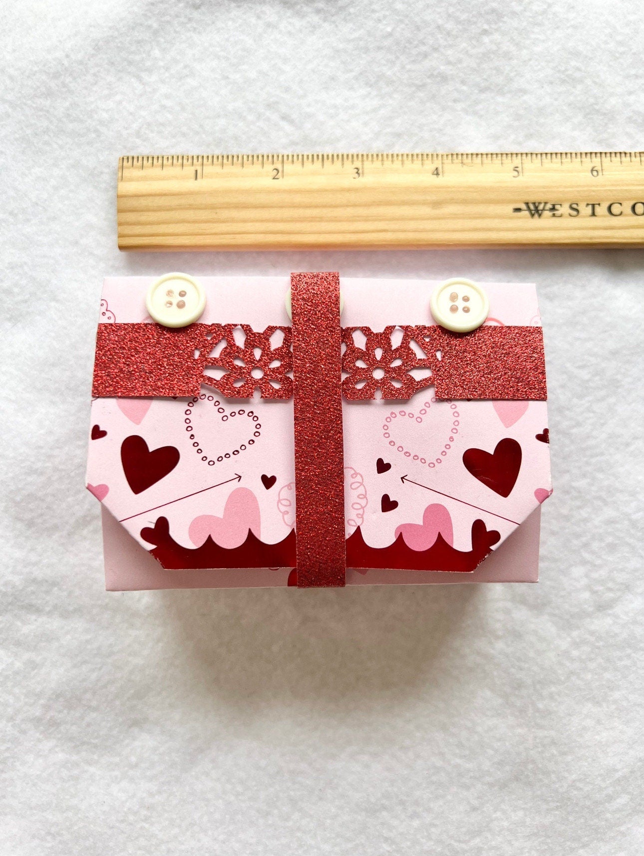 Red Pink Origami Gift Box, Glittery Gift Box, Gift for Her, Folded Gift Box, Handmade Gift Box, Origami Gift for Mom, Gift for Daughter