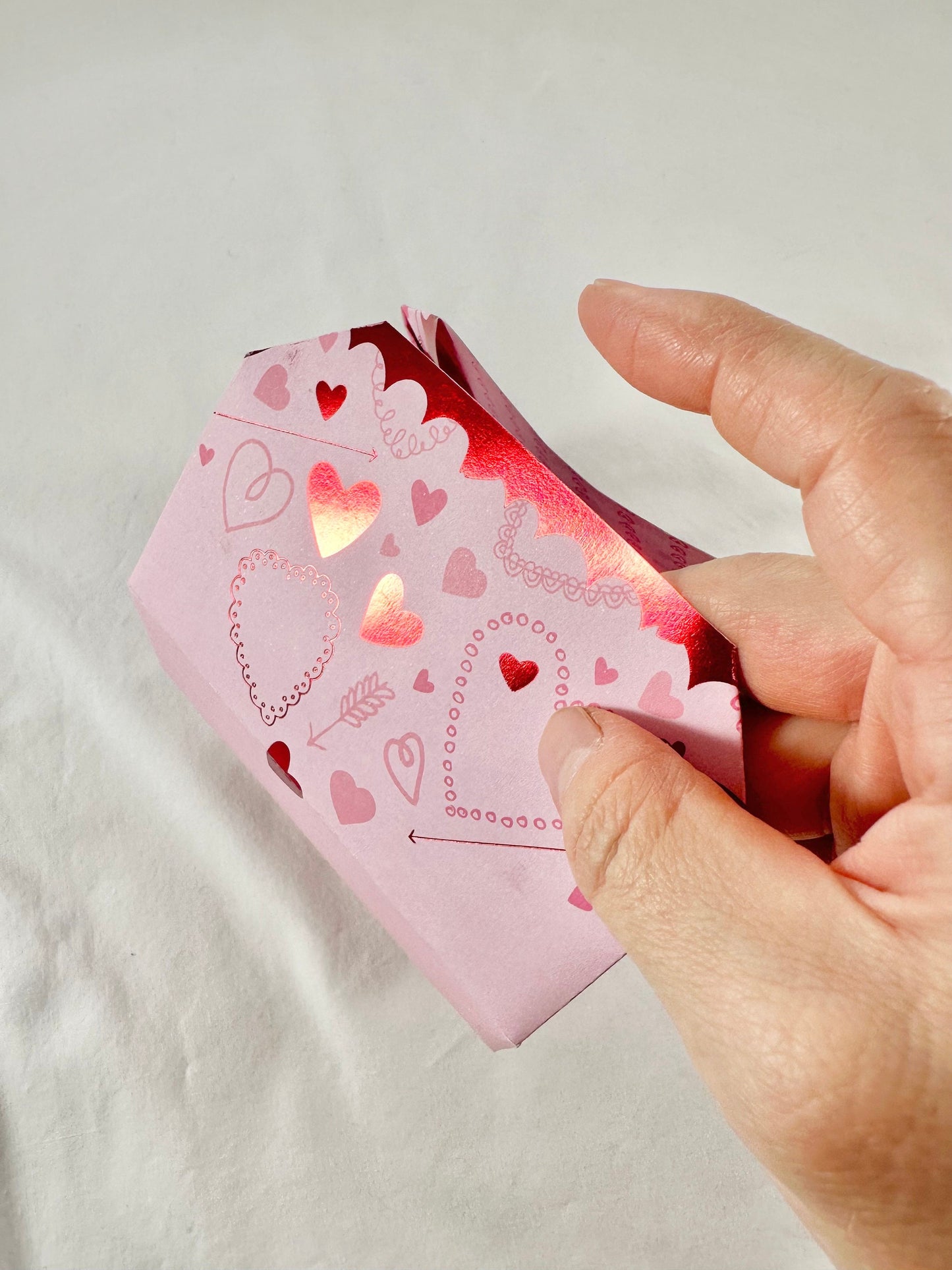 Red Pink Origami Gift Box, Glittery Gift Box, Gift for Her, Folded Gift Box, Handmade Gift Box, Origami Gift for Mom, Gift for Daughter