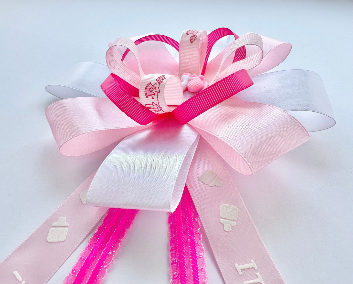 Baby Shower Bow, Baby Girl Bow, Pink Bow, Pink Hair Bow, Baby Shower Pin, Little Girl Bow Baby Shower Gift