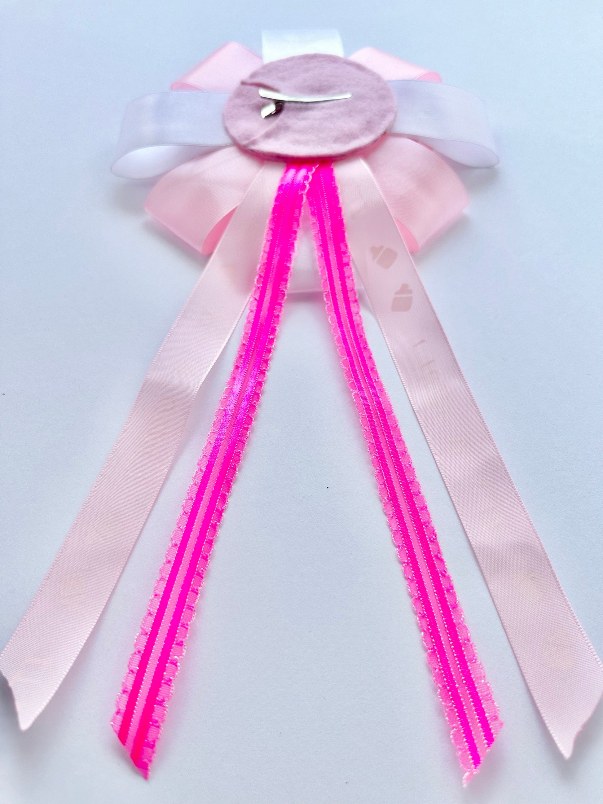 Baby Shower Bow, Baby Girl Bow, Pink Bow, Pink Hair Bow, Baby Shower Pin, Little Girl Bow Baby Shower Gift