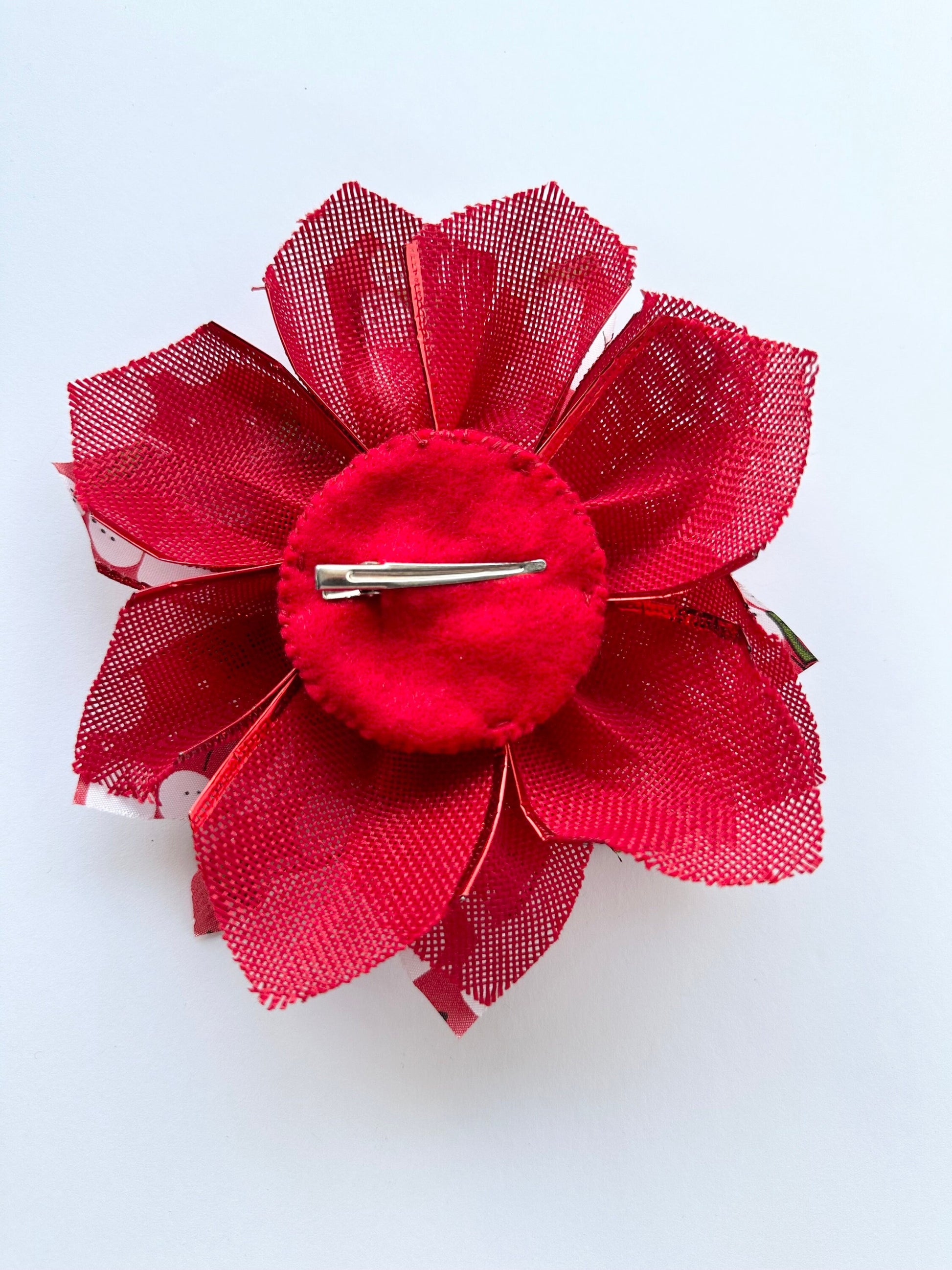 Handmade Red Snowman Hair Bow – Festive, Wired Ribbon & Christmas Charm