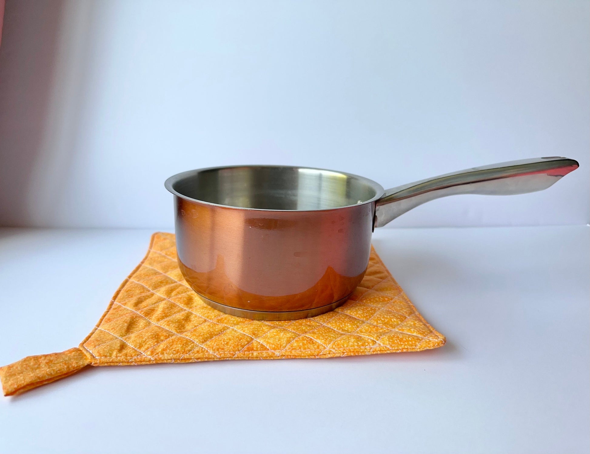 Orange Quilted Pot Holder, Large Potholder, Kitchen Accessory, Mother’s Day Gift, Gift for Her, Gift for Him, Gift for Cook, Gift for Chef