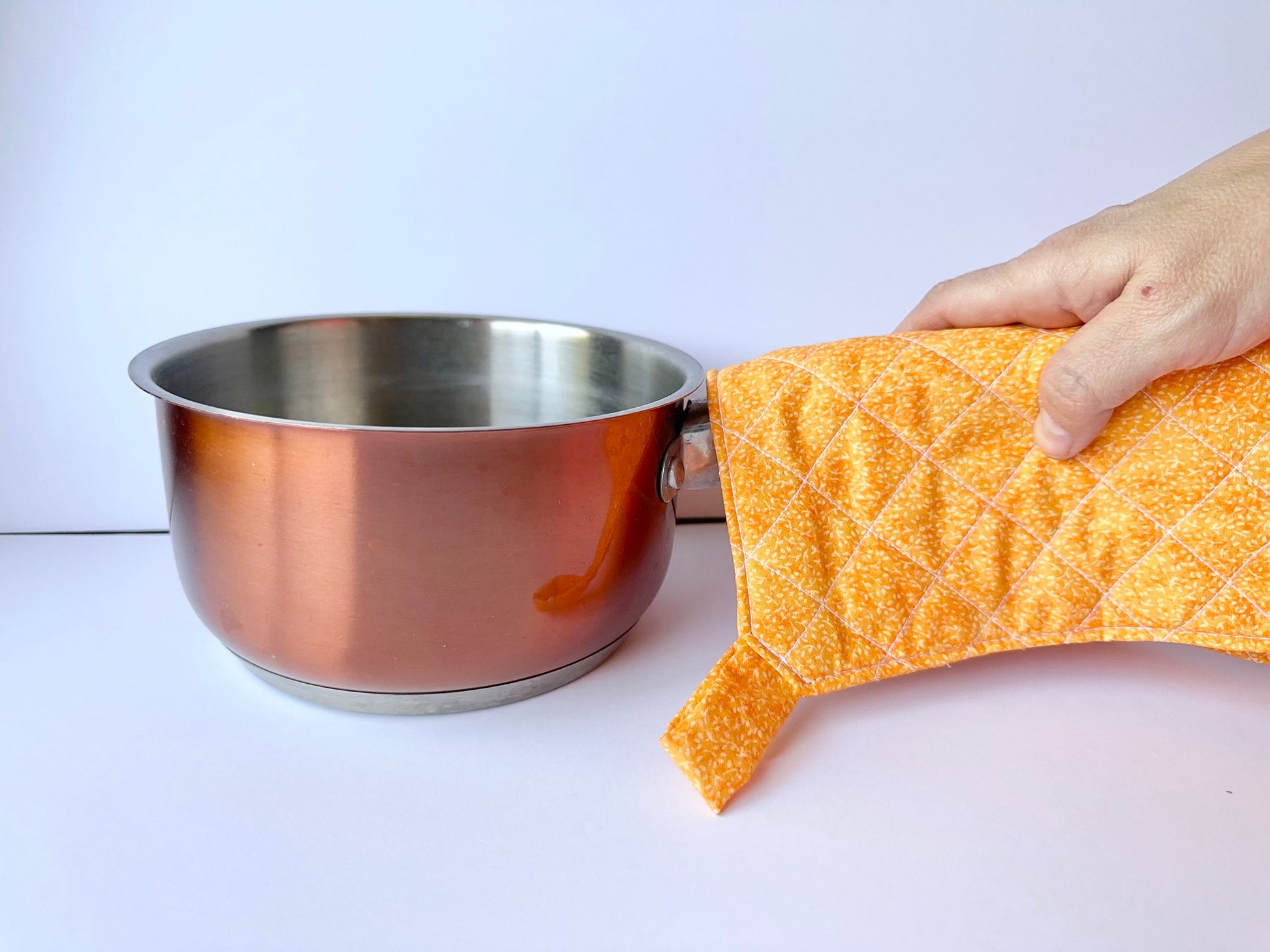 Orange Quilted Pot Holder, Large Potholder, Kitchen Accessory, Mother’s Day Gift, Gift for Her, Gift for Him, Gift for Cook, Gift for Chef