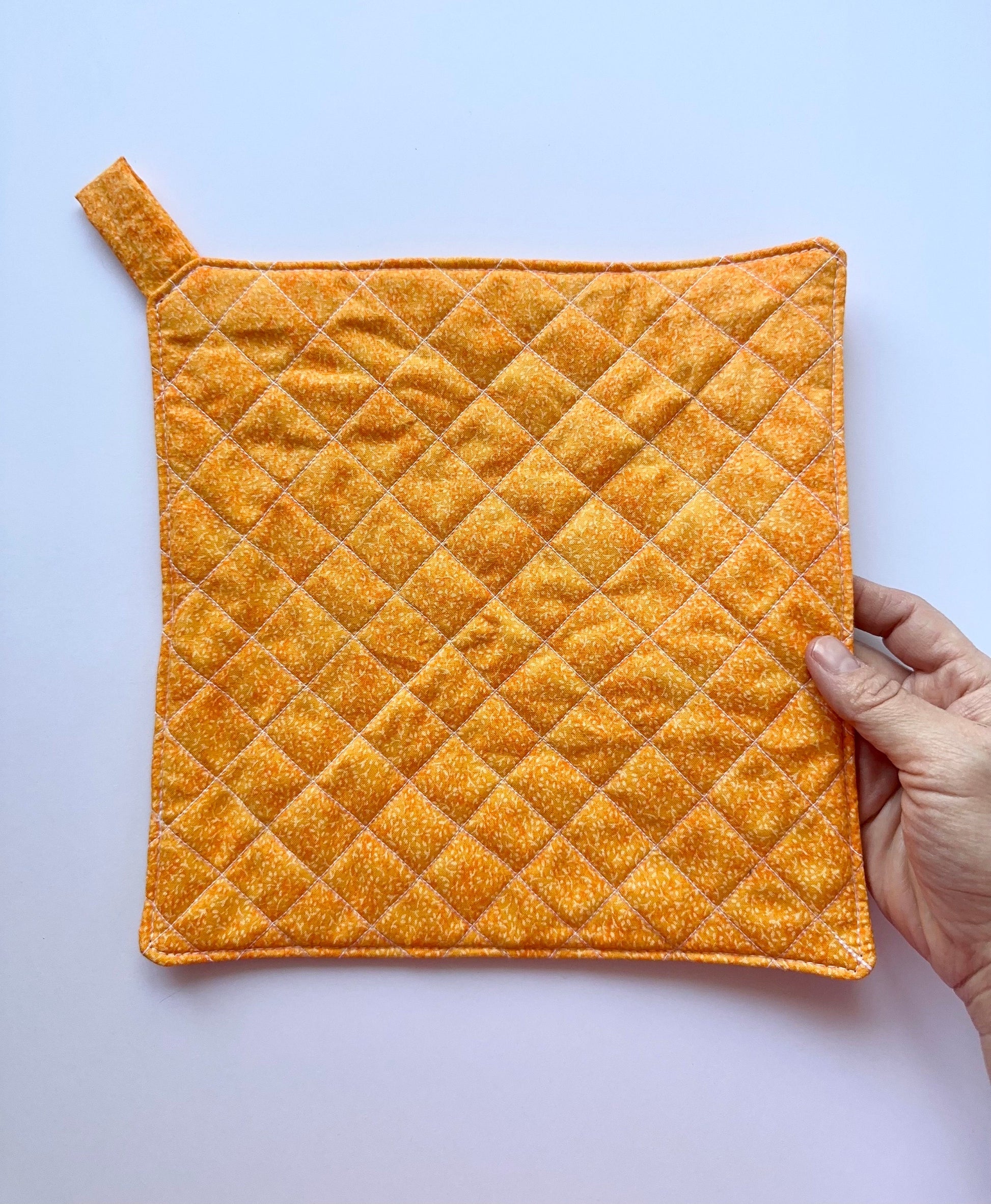 Orange Quilted Pot Holder, Large Potholder, Kitchen Accessory, Mother’s Day Gift, Gift for Her, Gift for Him, Gift for Cook, Gift for Chef