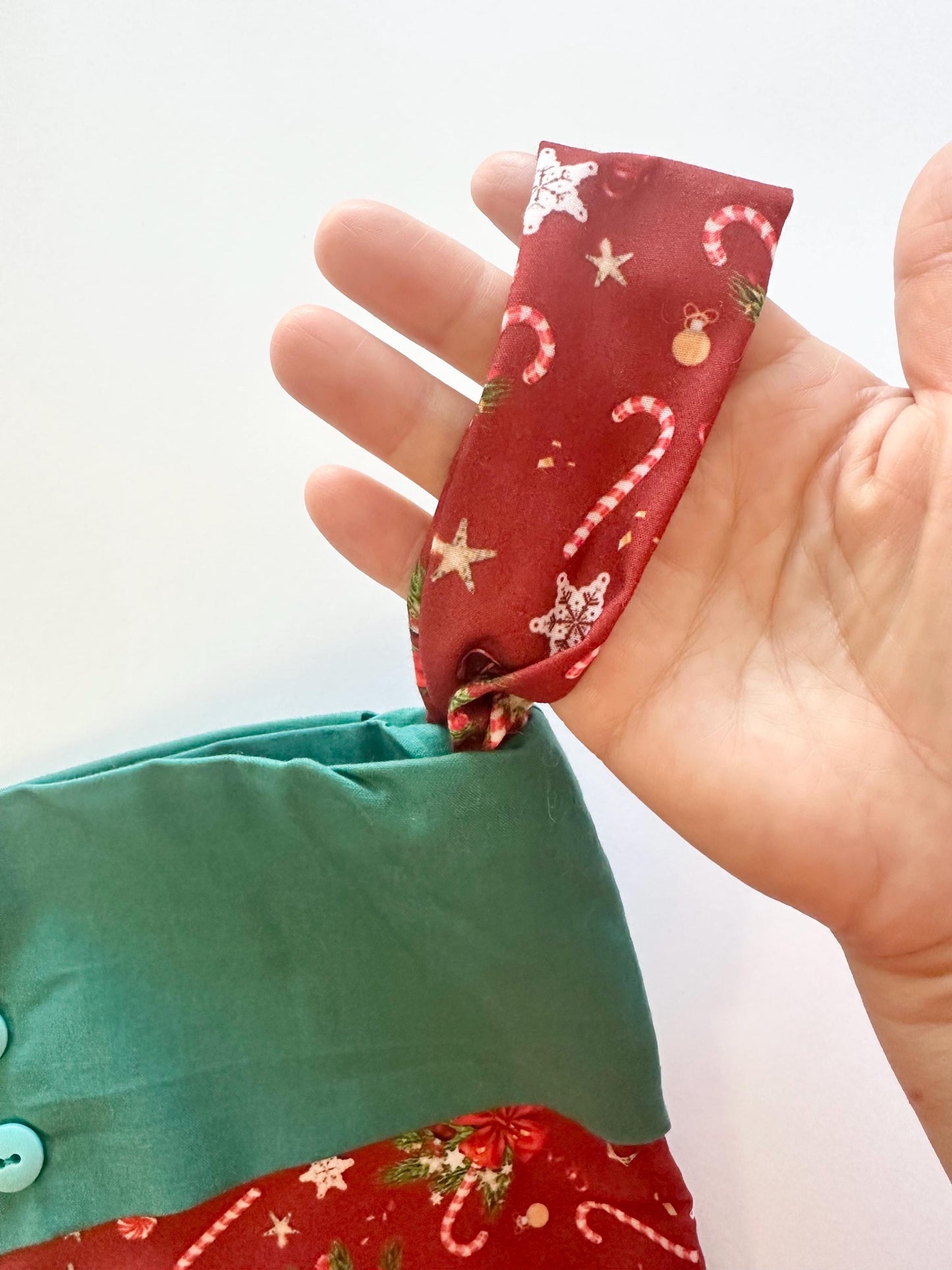 Red and Green Candy Cane Snowflake Christmas Stocking - Great for All Occasions