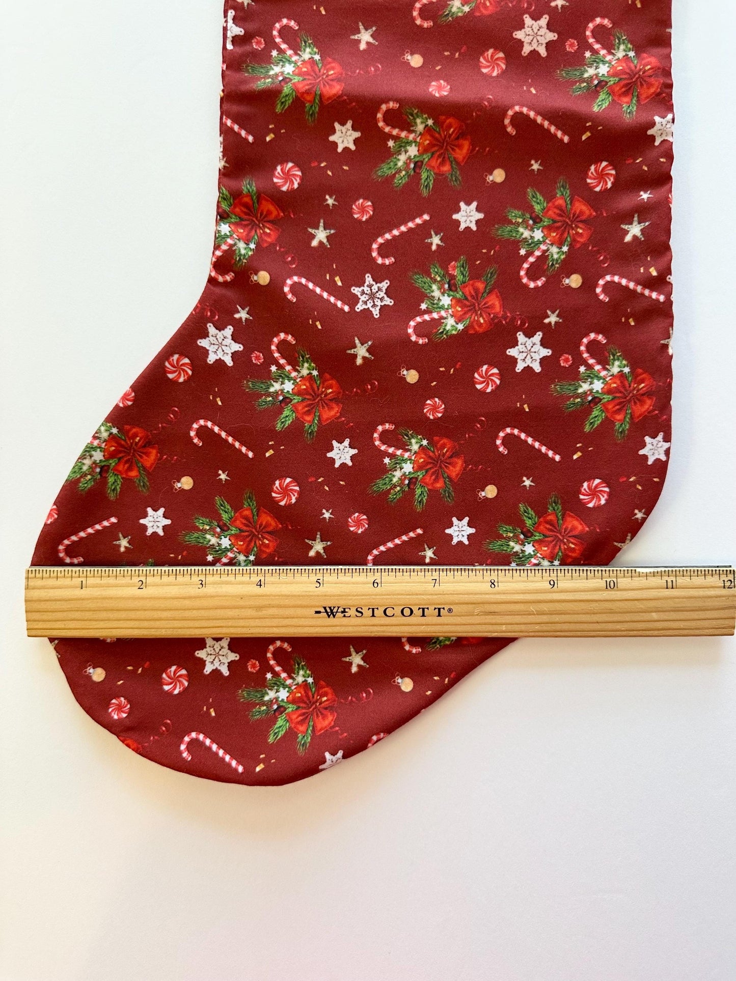Red and Green Candy Cane Snowflake Christmas Stocking - Great for All Occasions