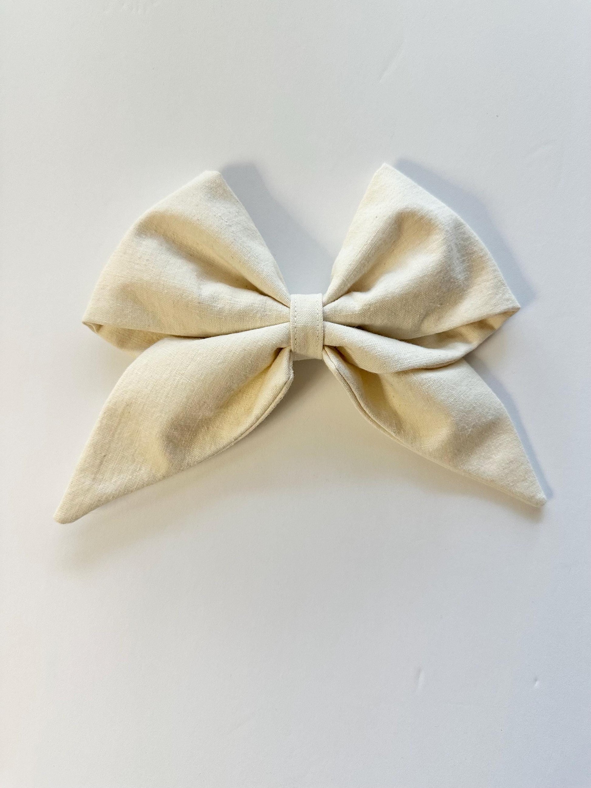 Yellow 8 inch Cotton Floral Print Hair Bow with Tails - Alligator Clip Attachment