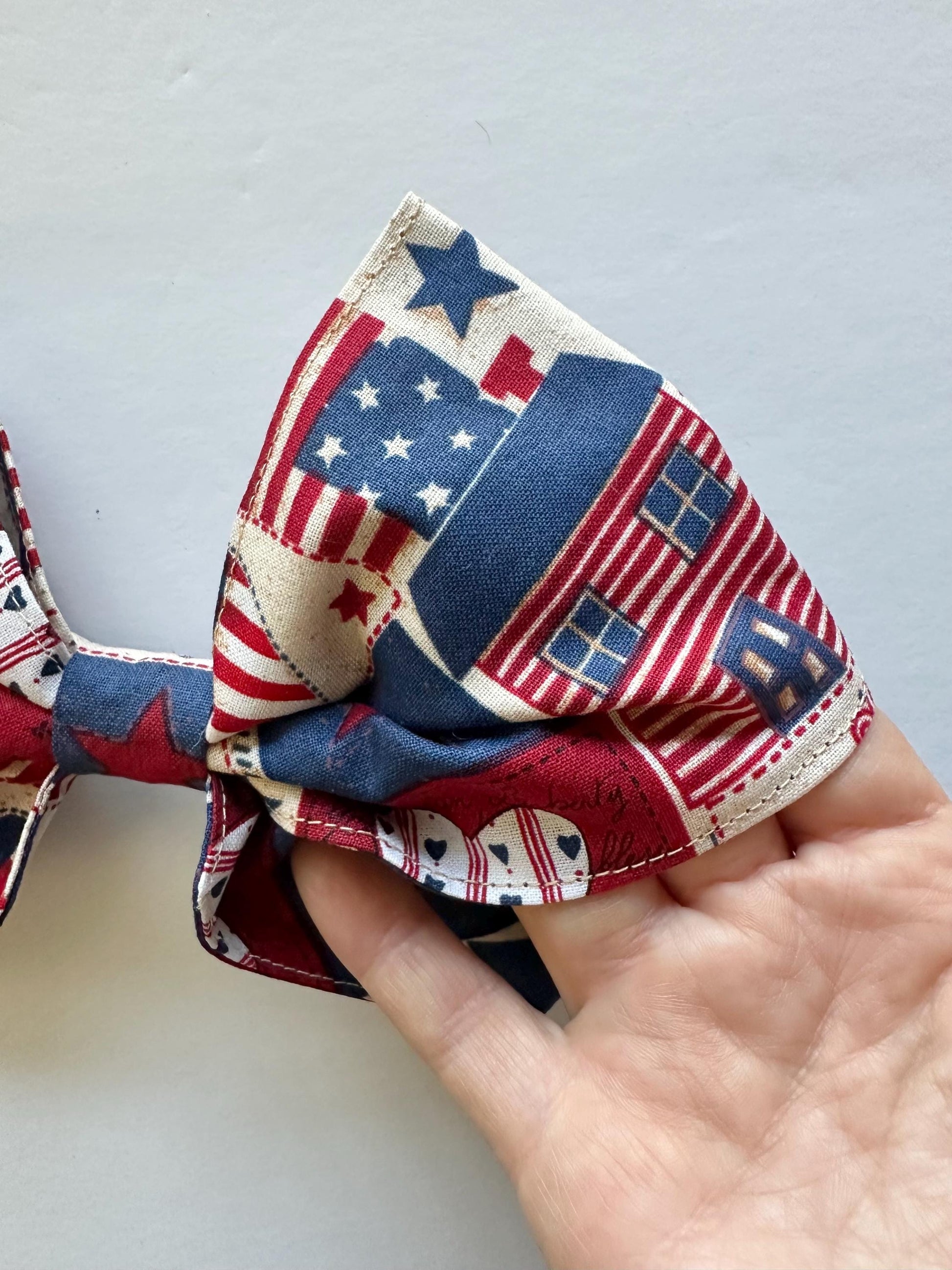 Red White & Blue Handmade Bow with Alligator Clip Attachment