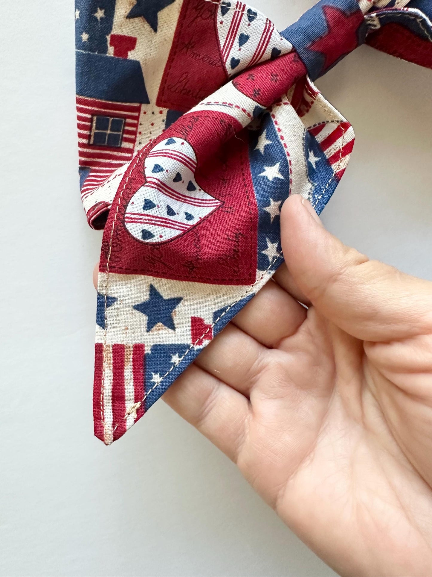 Red White & Blue Handmade Bow with Alligator Clip Attachment