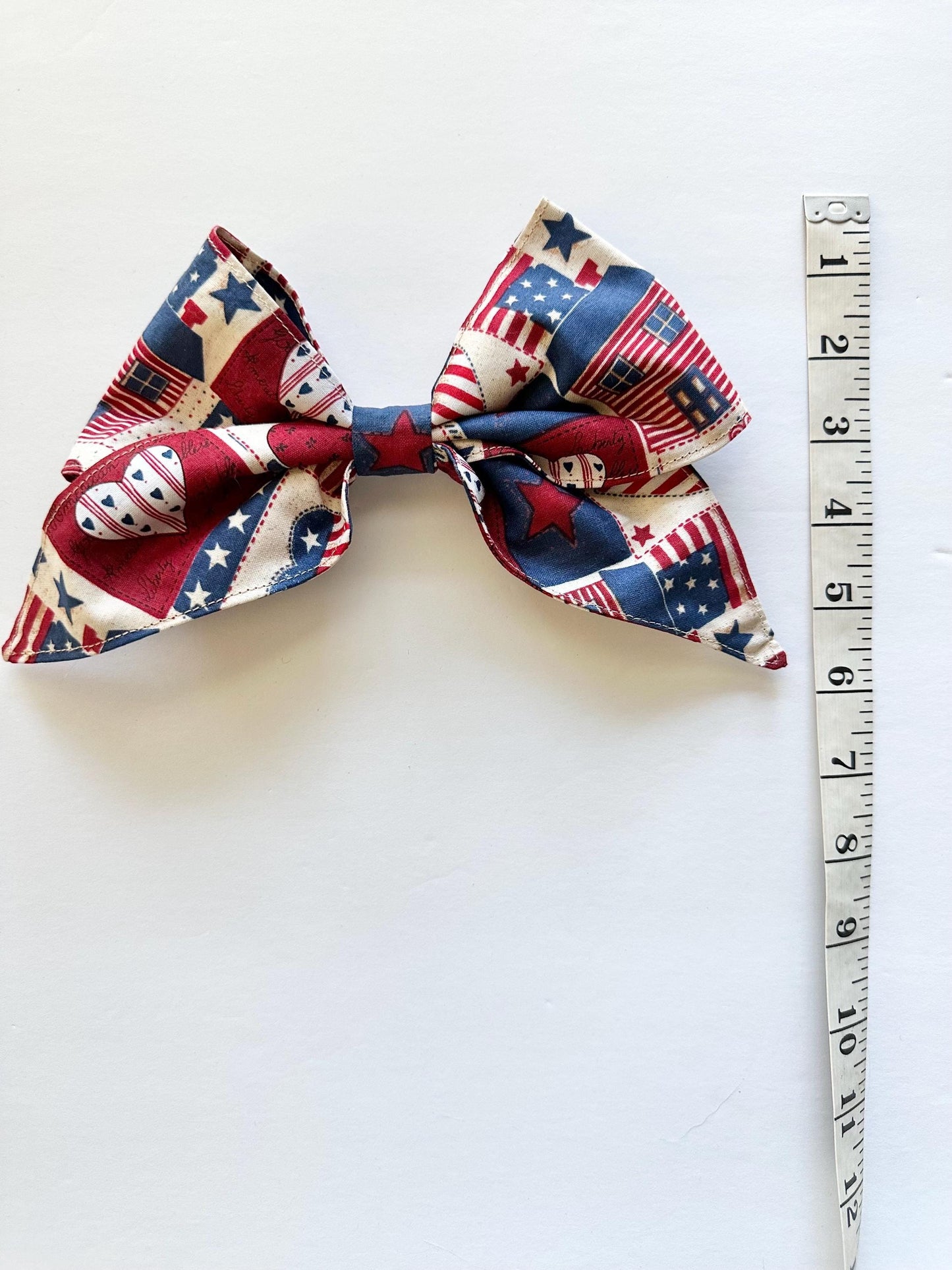 Red White & Blue Handmade Bow with Alligator Clip Attachment