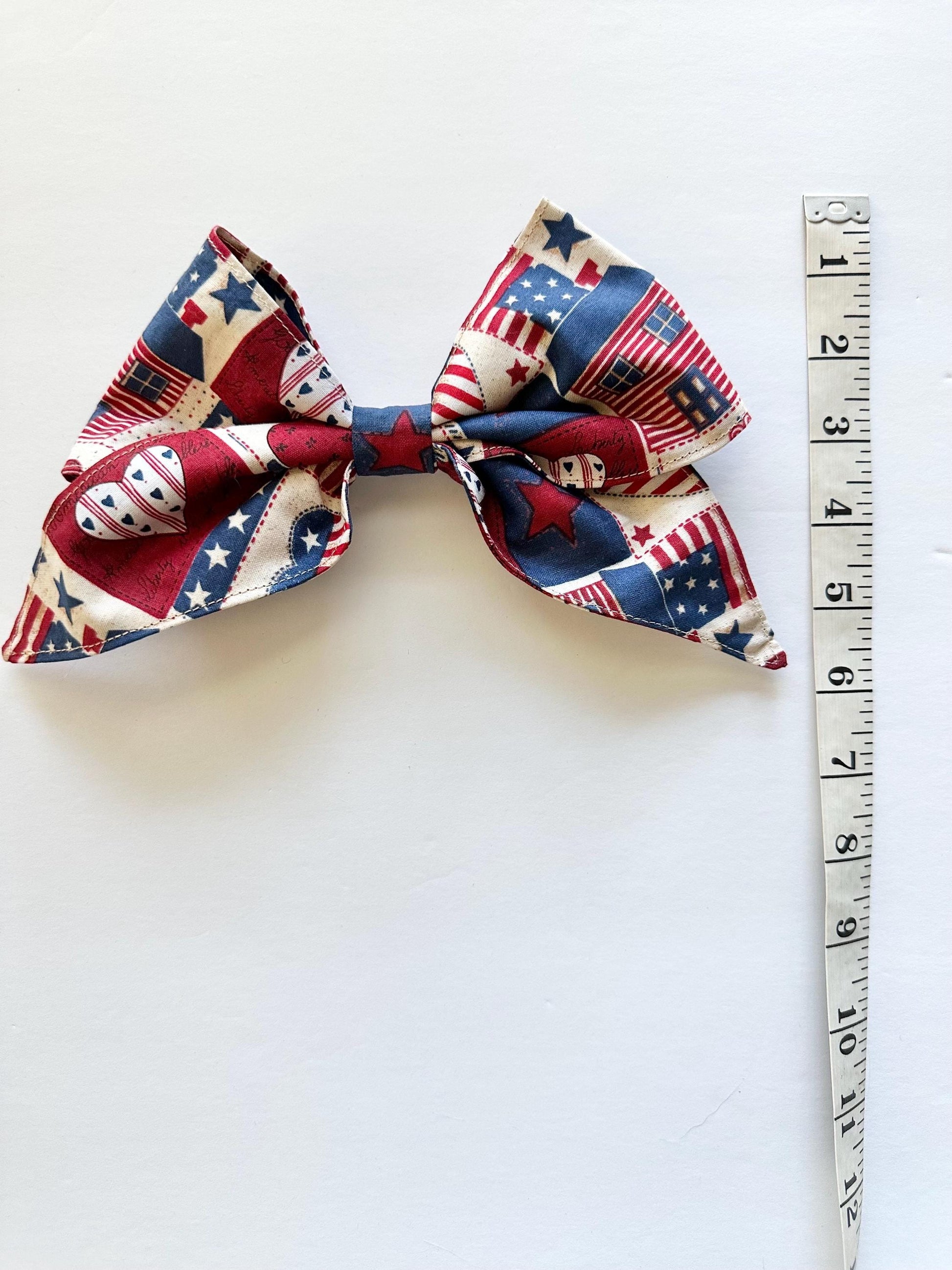Red White & Blue Handmade Bow with Alligator Clip Attachment