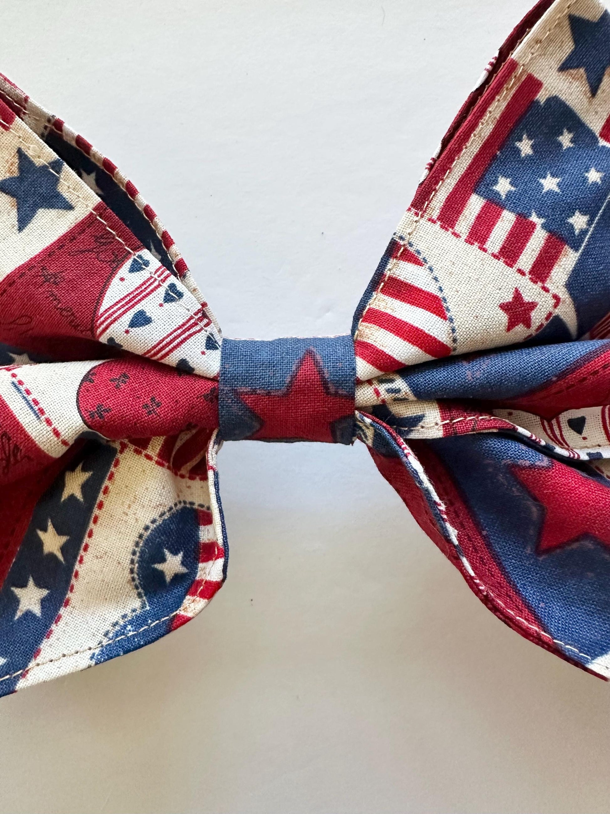 Red White & Blue Handmade Bow with Alligator Clip Attachment