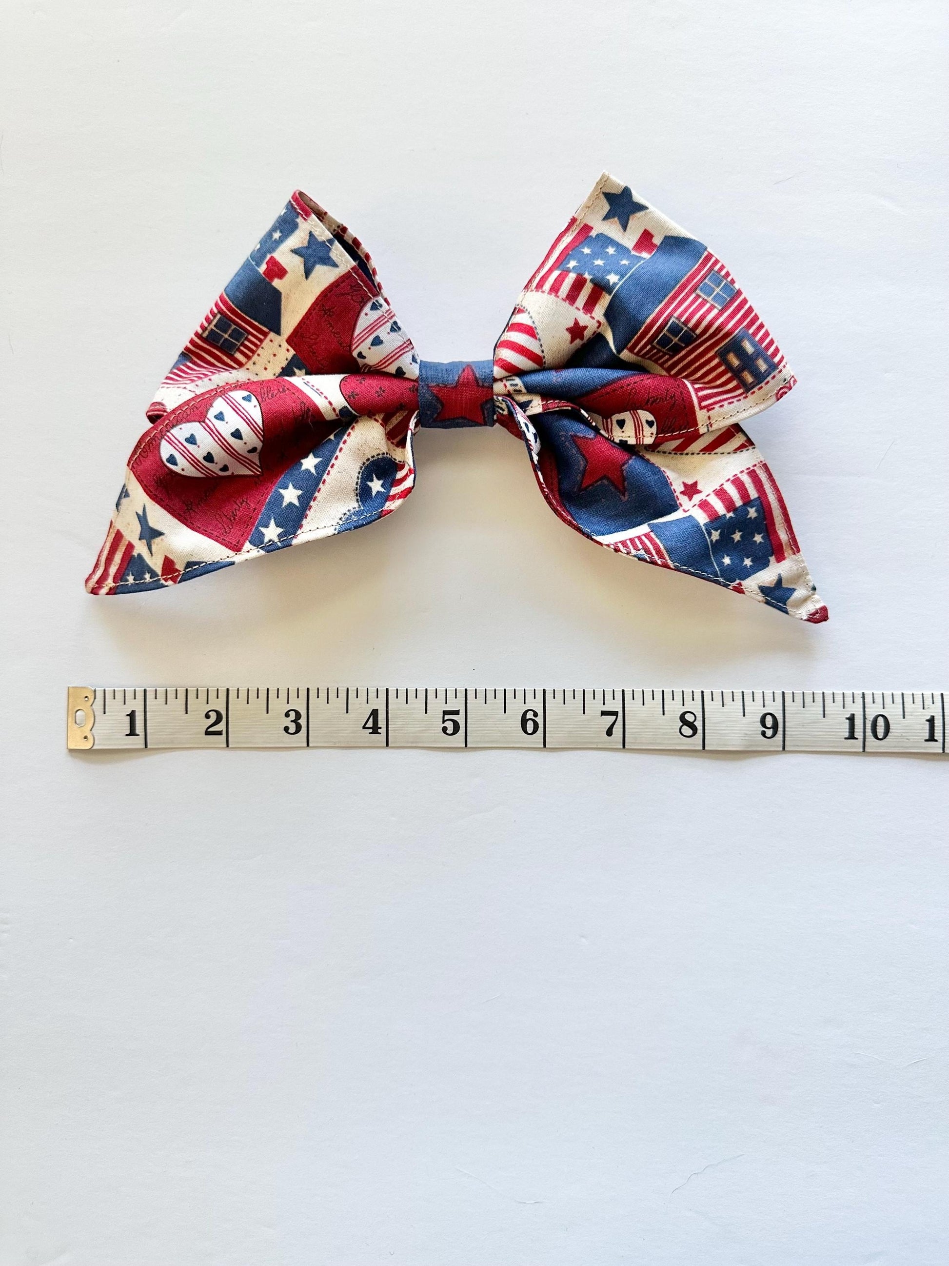 Red White & Blue Handmade Bow with Alligator Clip Attachment