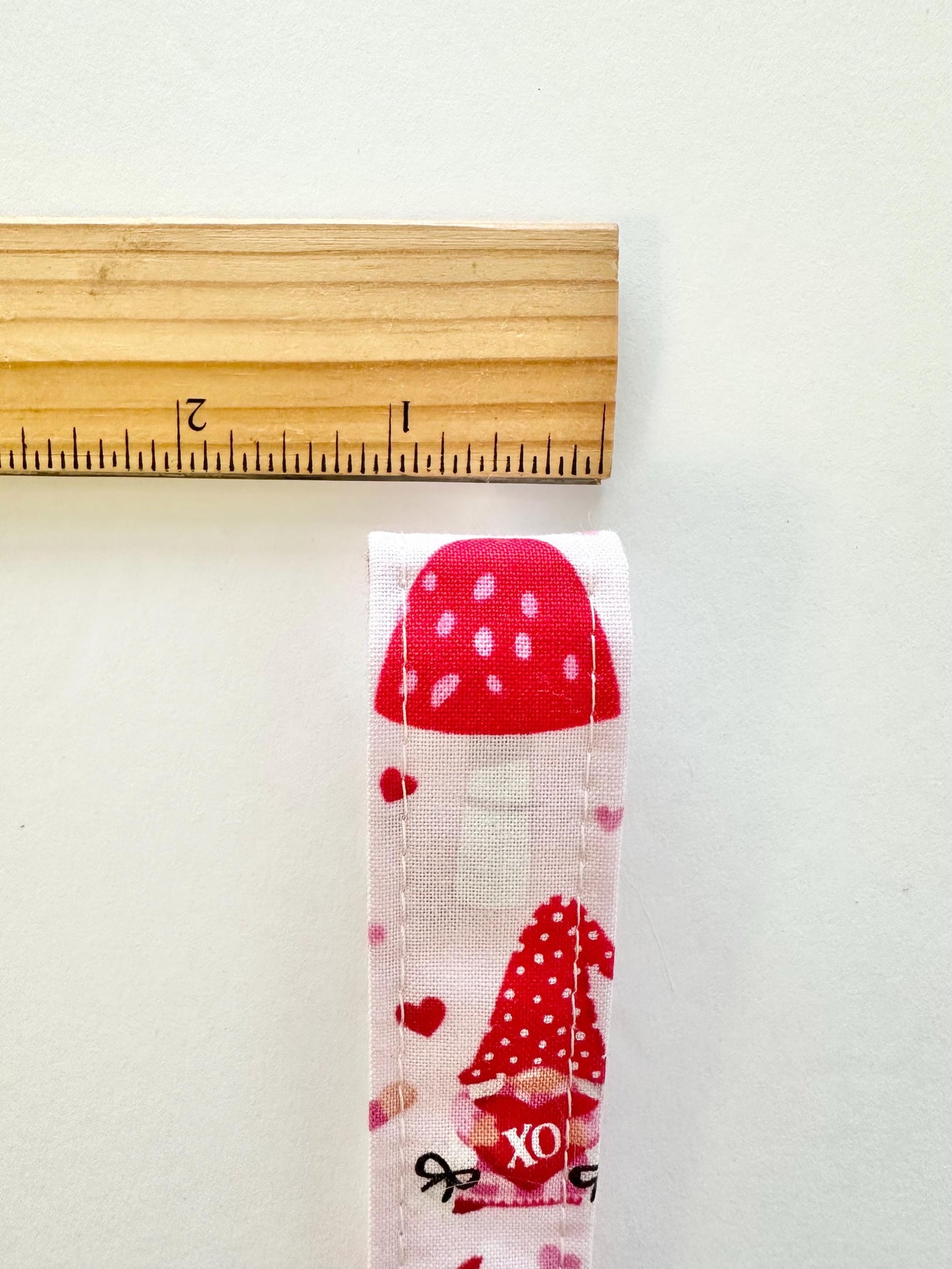 Valentine Gnome Keychain Key Fob | Pink Red White Fabric Wristlet | Handmade Valentine Gift | Cute Gnome Keychain